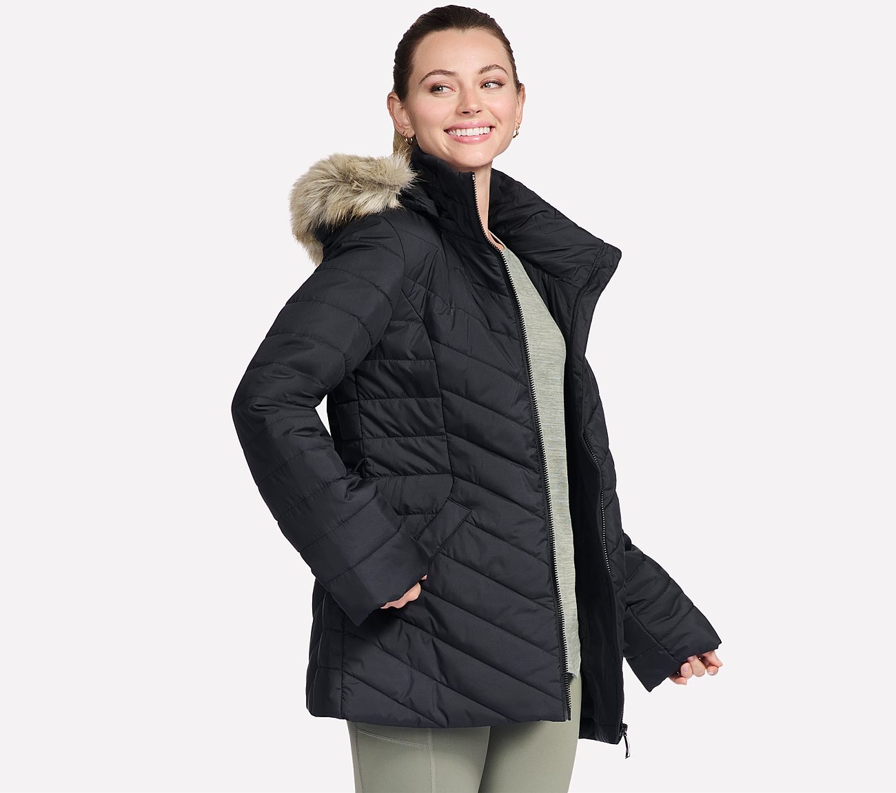 Skechers Winterjacke »ON-THE-GO BELTED PARKA« mit Kapuze