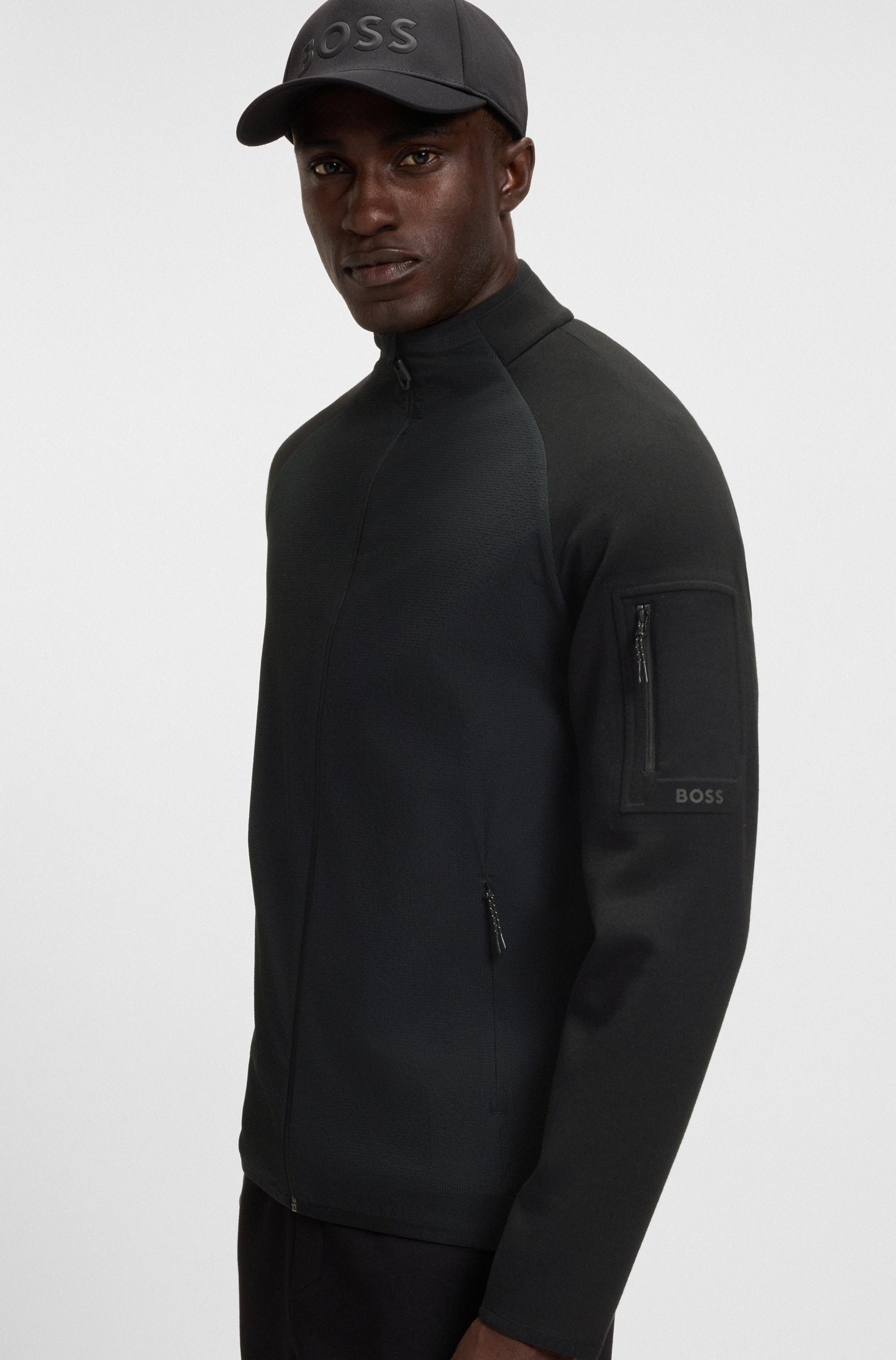 BOSS GREEN Sweatjacke »FZ Urban Tech«, mit dekorativen reflektierenden Details