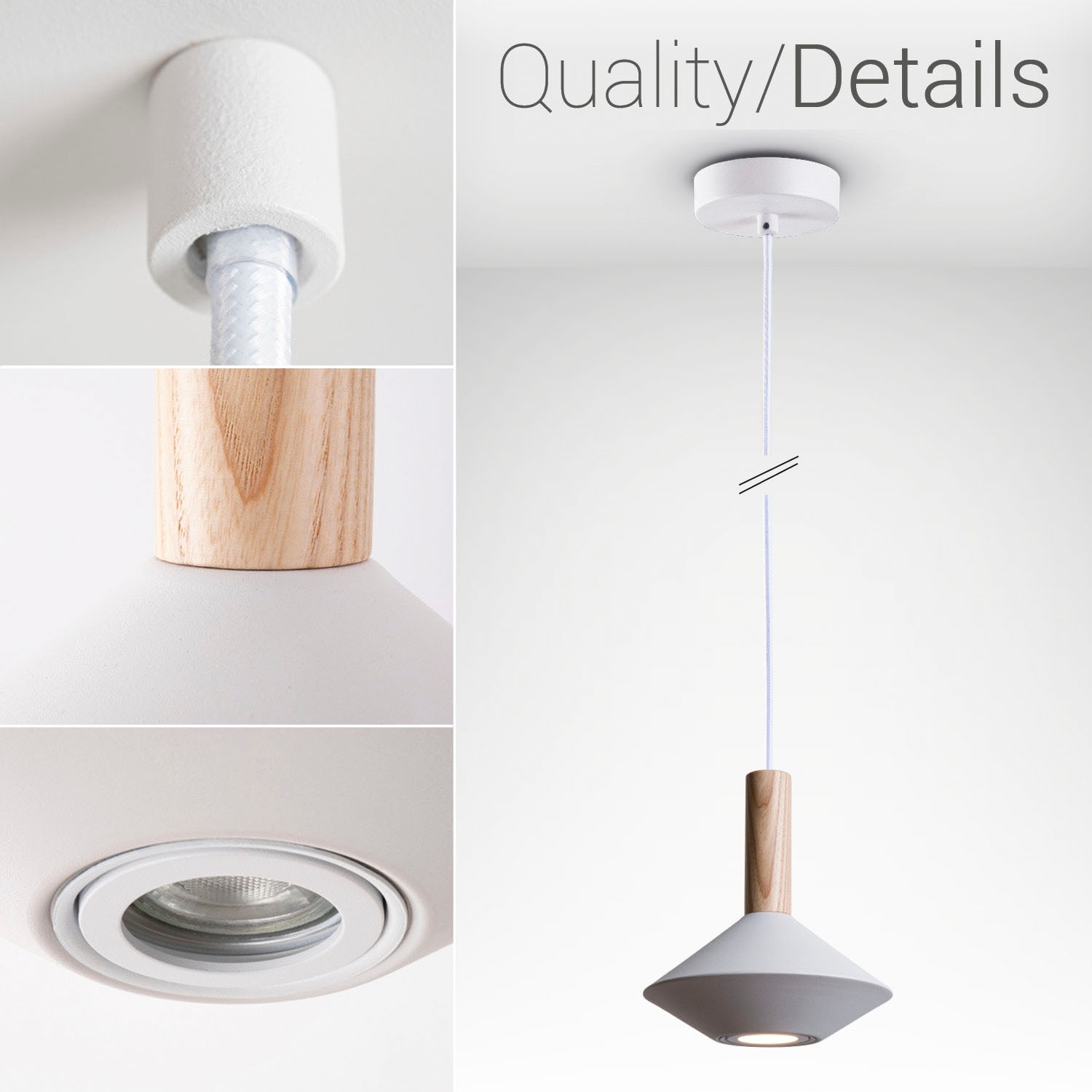 Paco Home Pendelleuchte »MORA«, Leuchtmittel GU10 | ohne Leuchtmittel, Wohnzimmer Esszimmer Trichterform Modern Holz Metall GU10