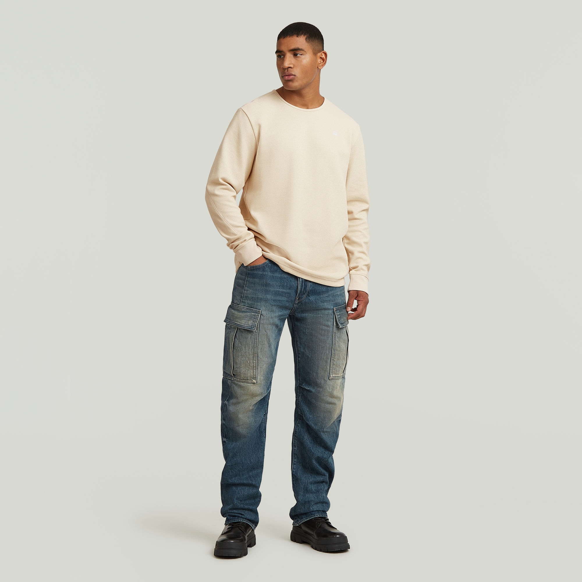 G-STAR Longsleeve »Structured Tweeter« in Waffel-Struktur, mit Logostickerei