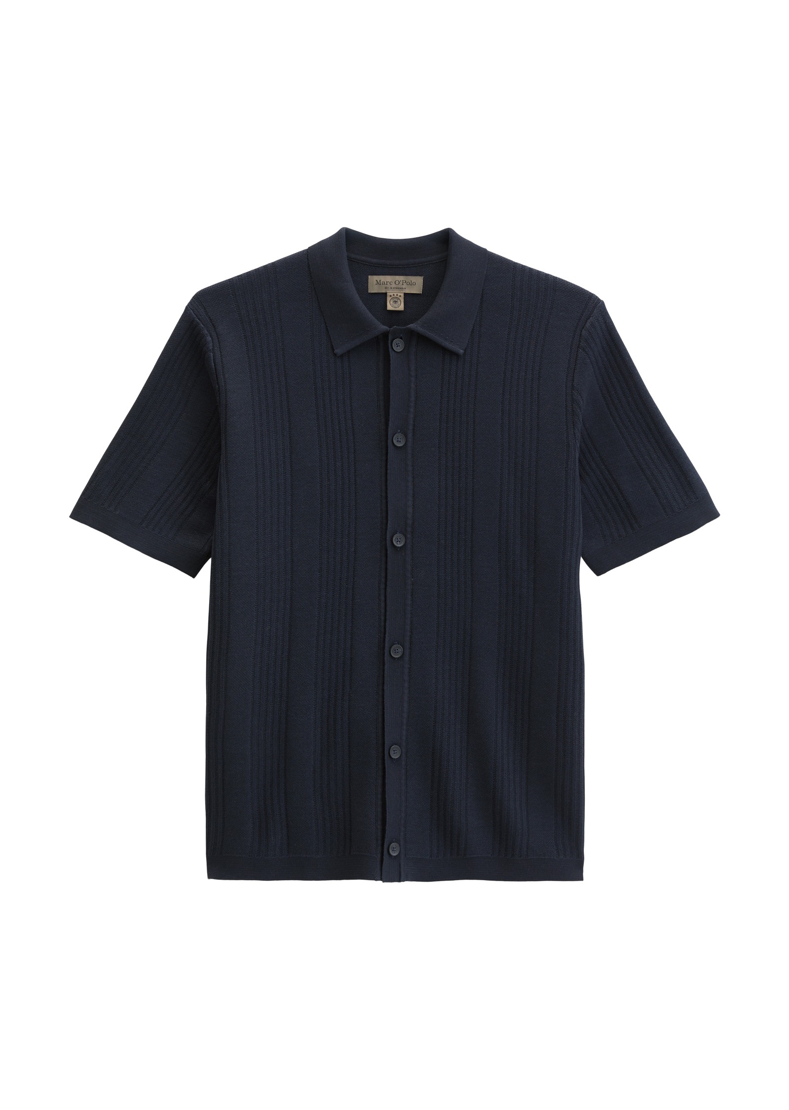 Marc O'Polo Kurzarmhemd »DFB Travel Collection« Kurzarm-Feinstrickshirt aus reiner Bio-Baumwolle