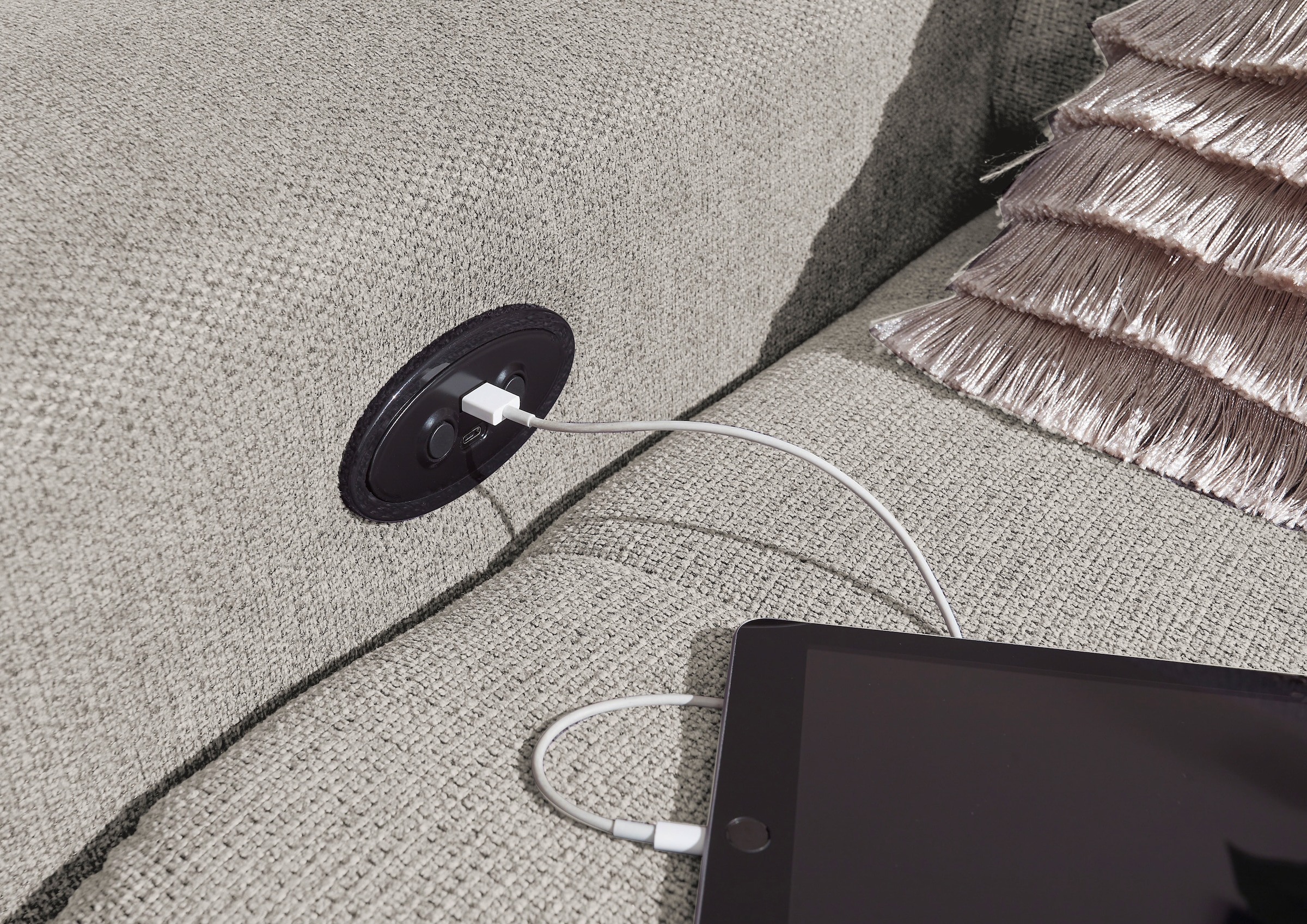 ED EXCITING DESIGN Ecksofa »Rockdale L-Form mit Bettfunktion, Bettkasten« Kopfteilverstellung, Sitztiefenverstellung & USB-Port