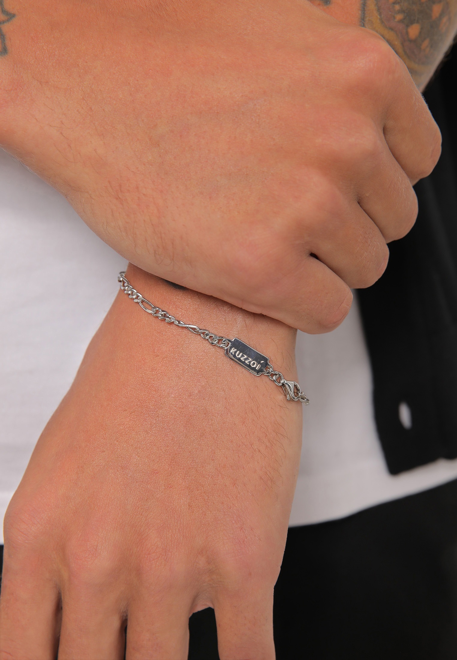 Kuzzoi Armkette »Armband Herren Figaro Massiv 925 Silber«