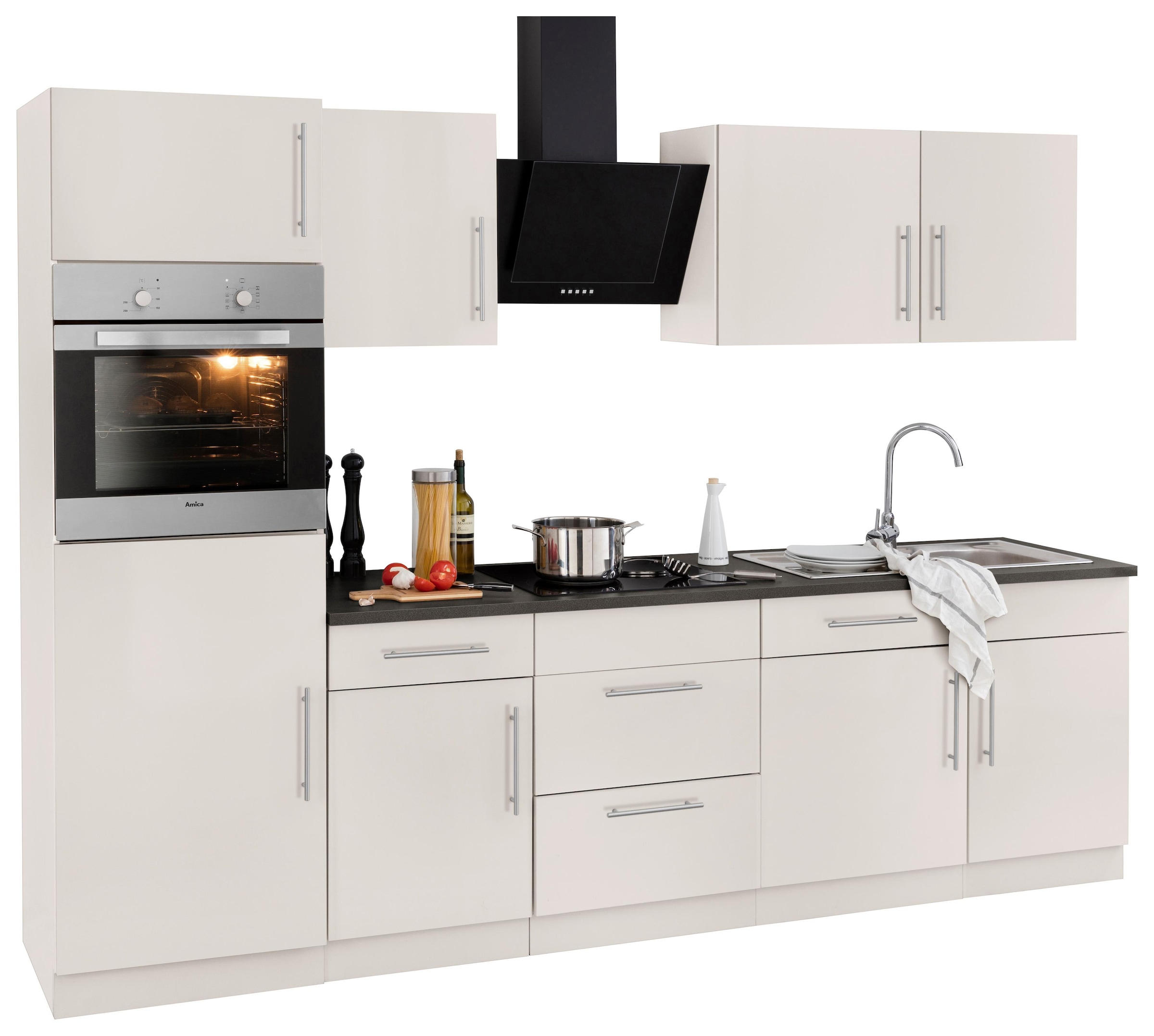 wiho Küchen Küchenzeile im 280 cm Breite E-Geräte, »Cali«, Online Shop ohne OTTO