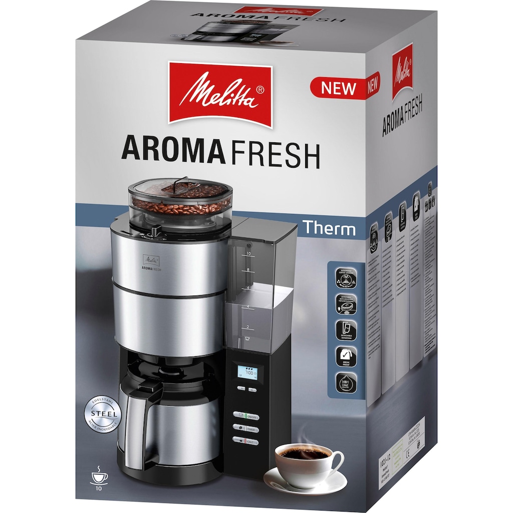 Melitta Kaffeemaschine mit Mahlwerk »AromaFresh Therm 1021-12«, 1,2 l Kaffeekanne, Papierfilter, 1x4