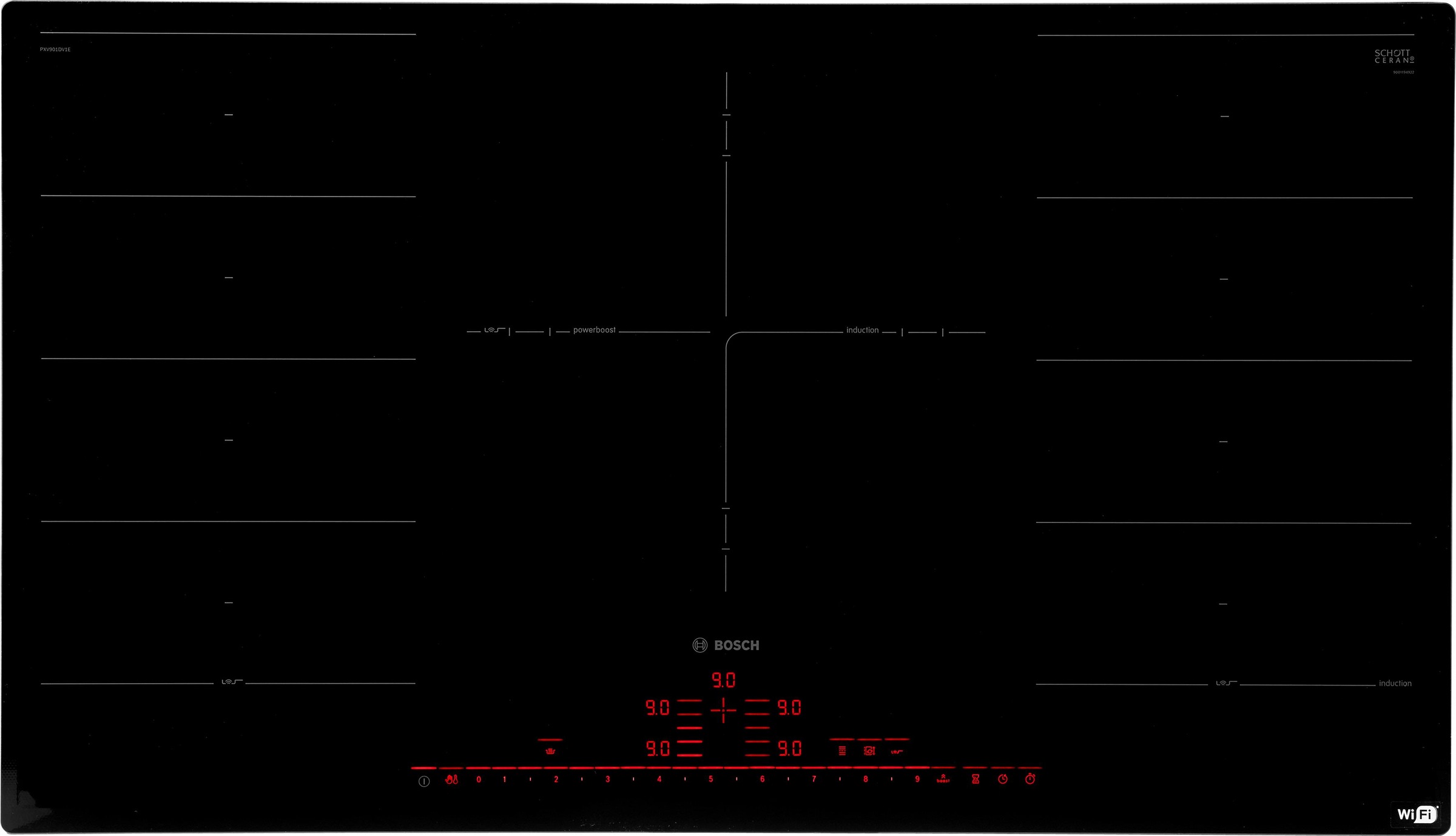 Flex-Induktions-Kochfeld von SCHOTT CERAN®, PXV901DV1E, mit PerfectFry-Bratsensor