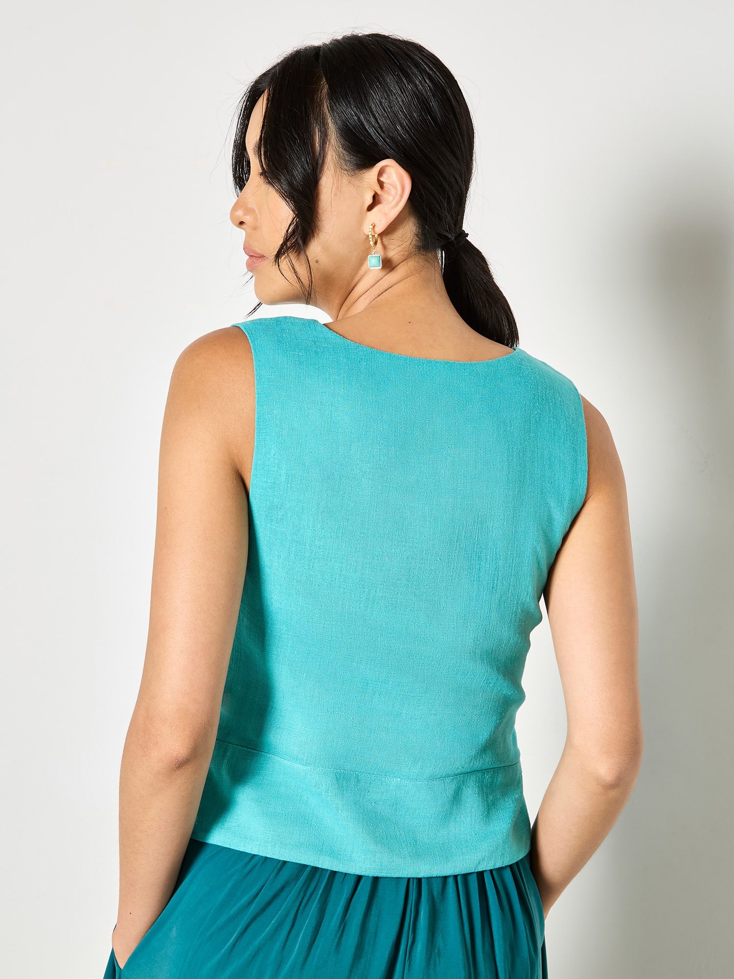 Apricot Stricktop »Leinenmisch-Weste« 2 mit Bindeband