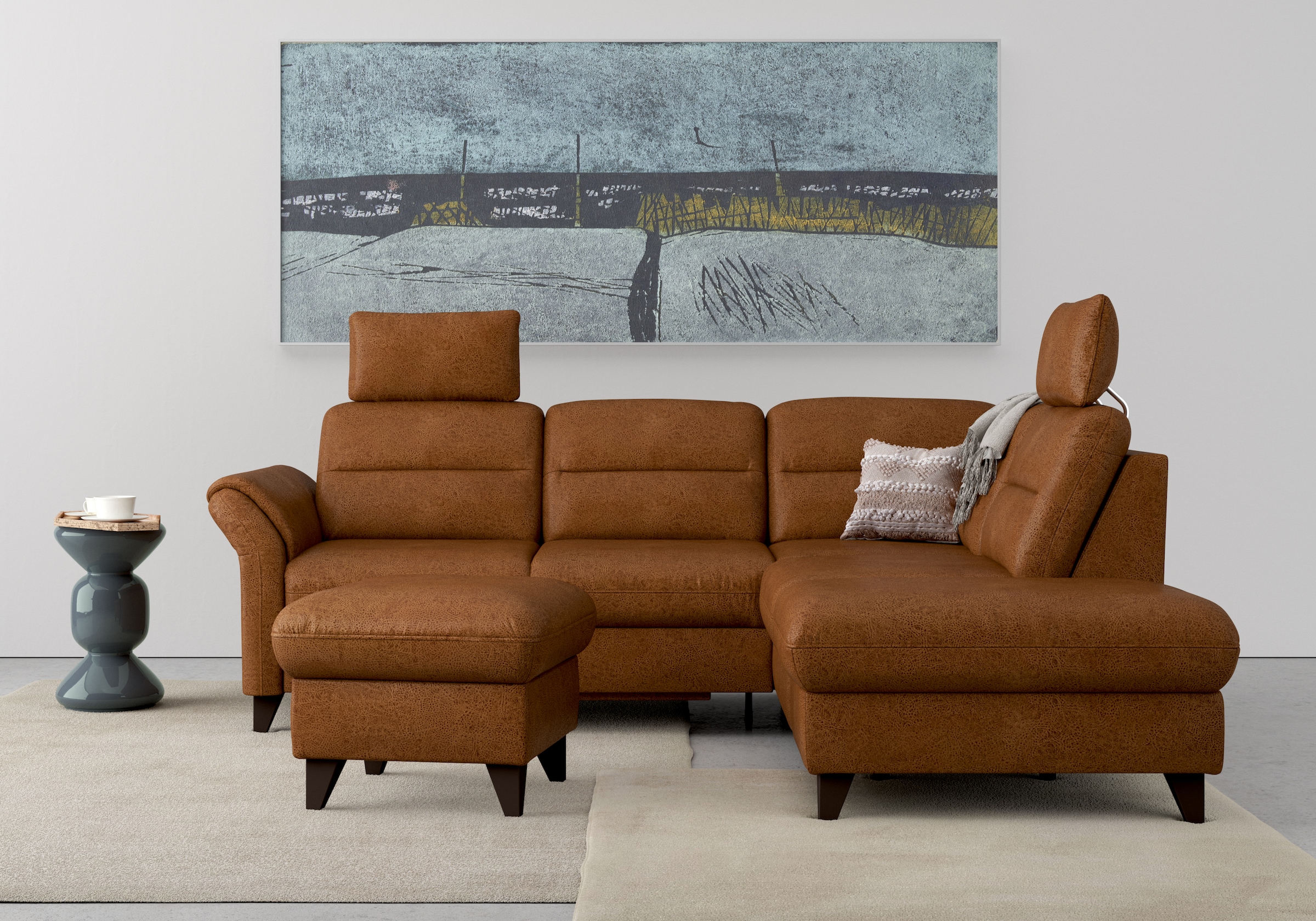 sit&more Ecksofa »Mellum L-Form«, Federkern, wahlweise mit Bettfunktion, Stauraum und Armteilfunktion
