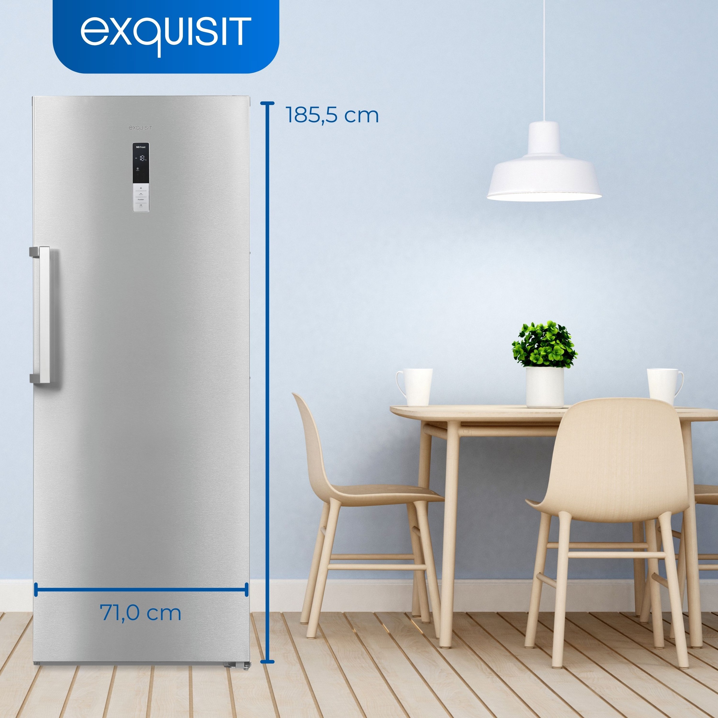 exquisit Gefrierschrank »GS380-NF-H-050D inoxlook«, 185,5 cm hoch, 71 cm breit, Türanschlag wechselbar