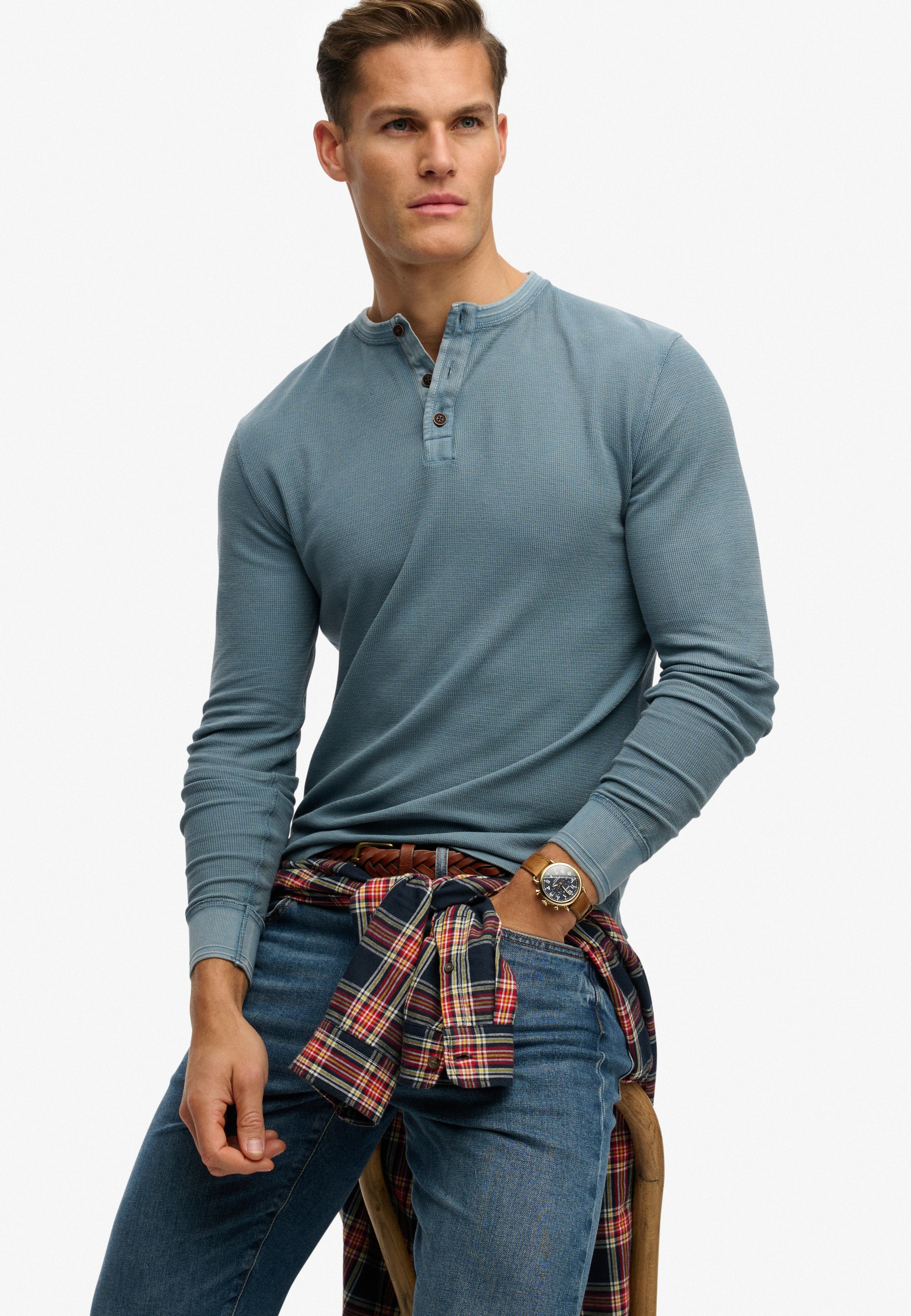 Superdry Langarmshirt »LW TEXTURED GRANDAD TOP«