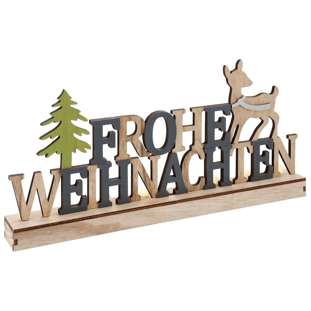 RIFFELMACHER & WEINBERGER LED Dekoobjekt »Frohe Weihnachten«, Weihnachtsdeko,  LED-Schriftzug aus Holz, Batteriebetrieb,Timerfunktion kaufen online bei  OTTO