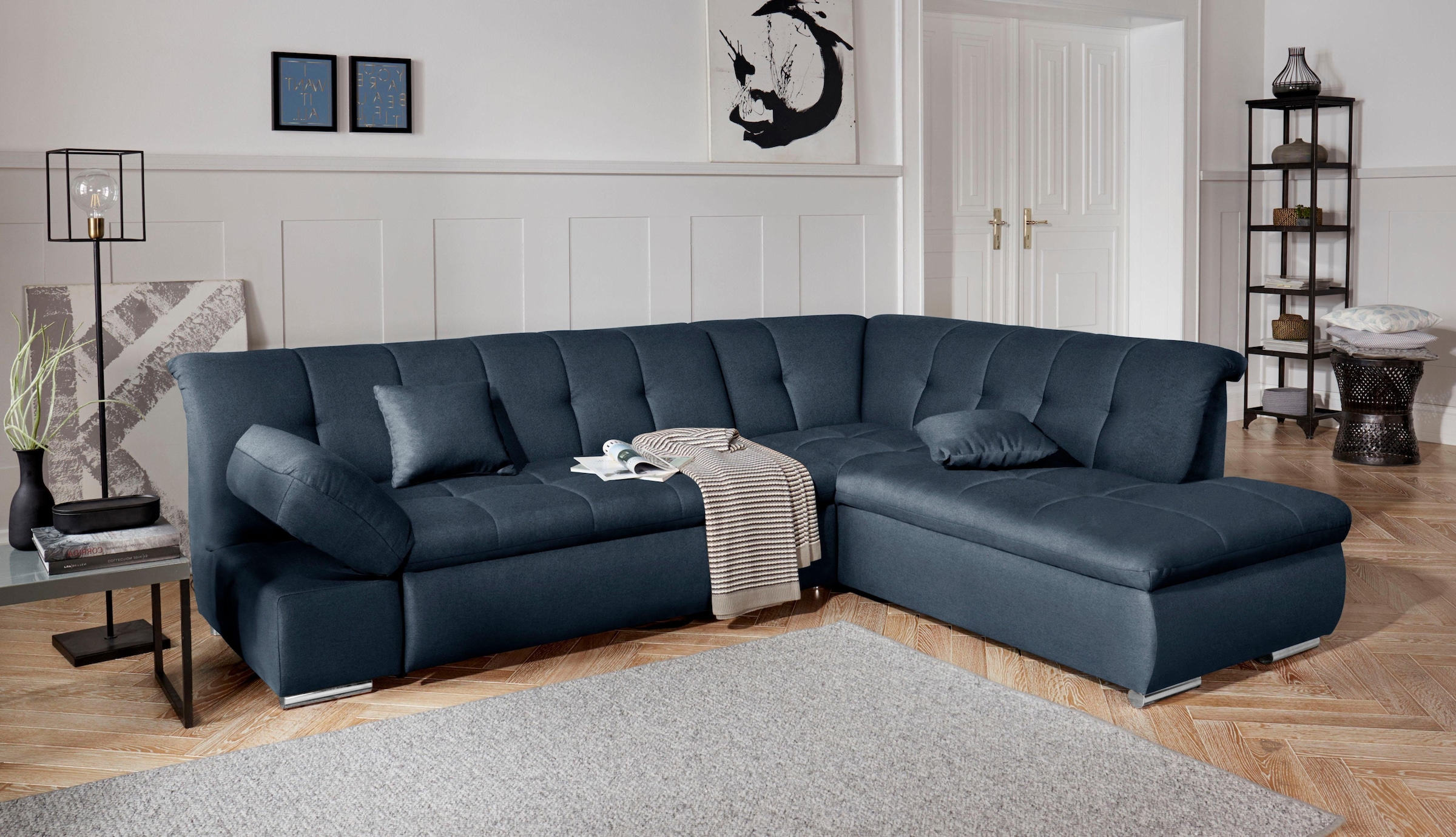 DOMO collection Ecksofa »Mona L-Form«, wahlweise mit Bett- und Armlehnfunktion