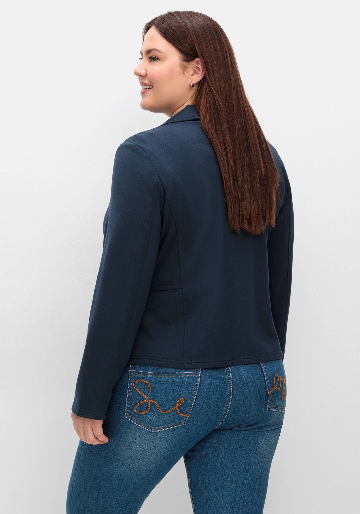 Sheego Sweatblazer »Kurzer Sweatblazer mit Reverskragen und Zierknöpfen«