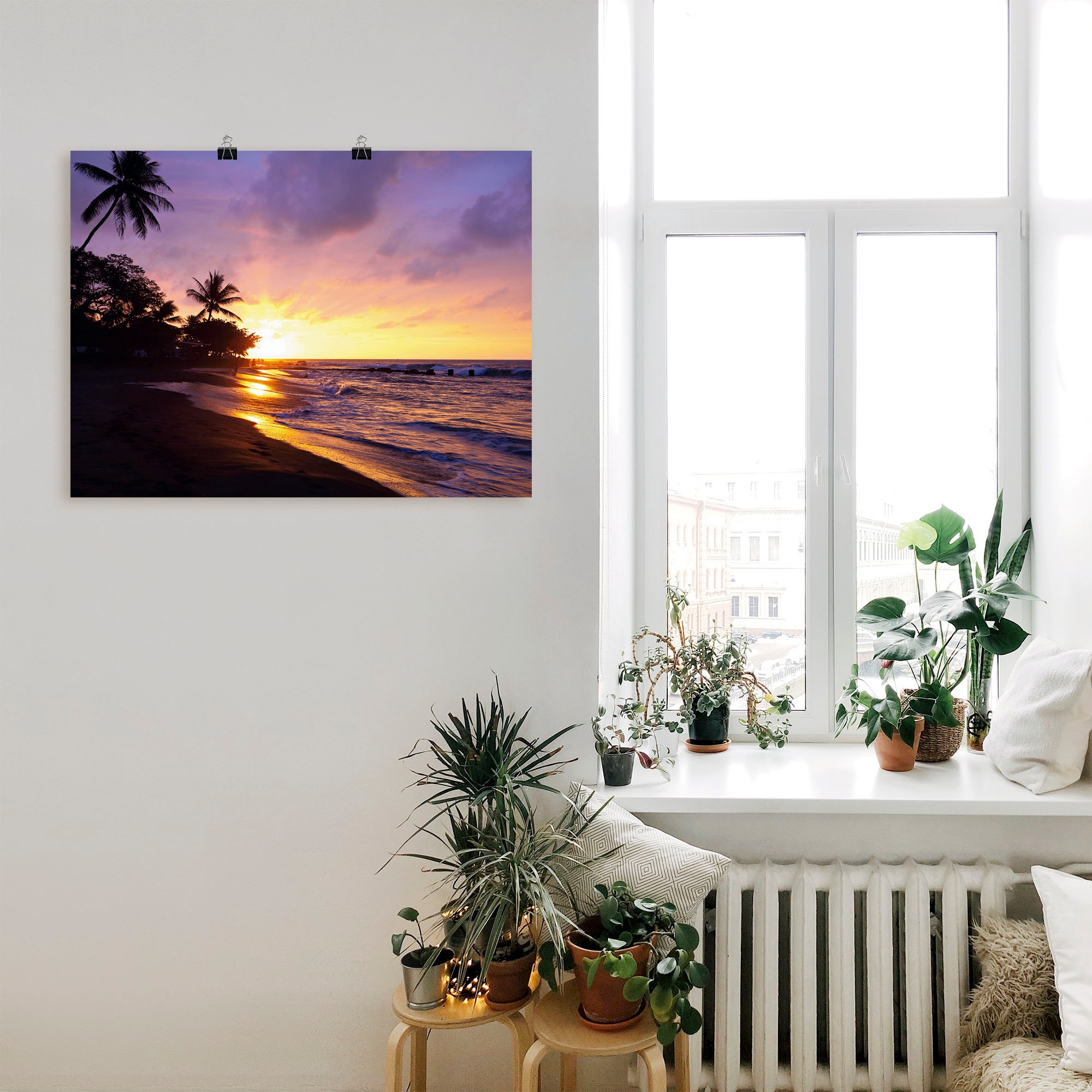 Artland Wandbild »Tropischer Strand«, Sonnenaufgang & -untergang, (1 St.), als Alubild, Outdoorbild, Leinwandbild, Poster, Wandaufkleber