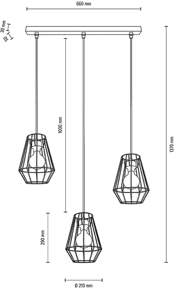 BRITOP LIGHTING Hängeleuchte »Endorfina«, 3 flammig, Leuchtmittel E27 | ohne Leuchtmittel-Leuchtmittel wechselbar, Dekorative Leuchte aus Metall, passende LM E27 / exkl., Made in Europe