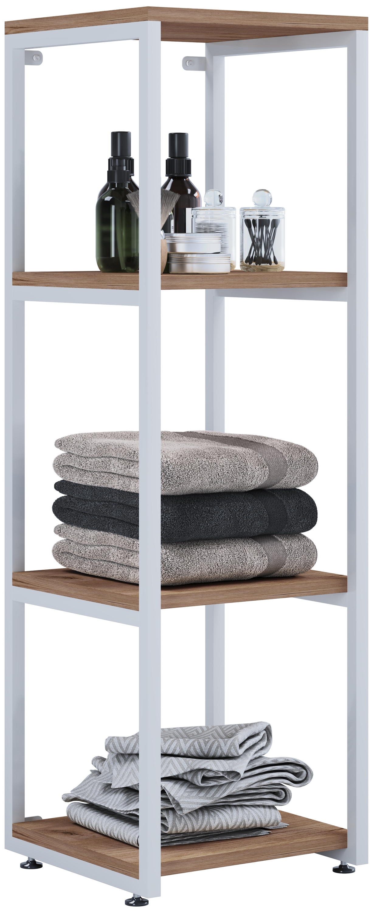 VCM Hochschrank »VCM Holz Badezimmerschrank | Badmöbel Metall Industrial Style | Stand Badregal | Maße ca. H. 112 x B. 35 x T. 35 cm - Bitila L«, (1 St.)