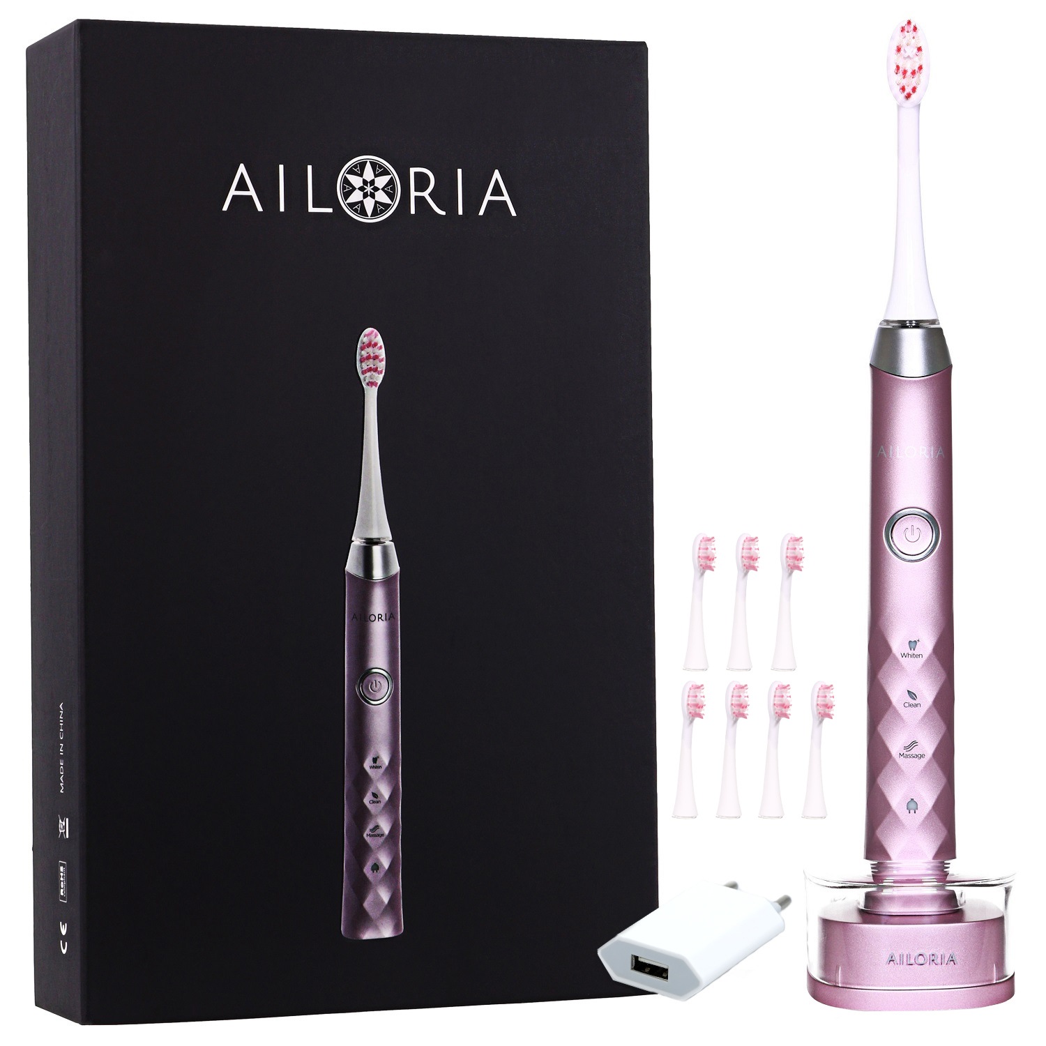 Schallzahnbürste SHINE BRIGHT, Aufsteckbürsten: 8 Stk.