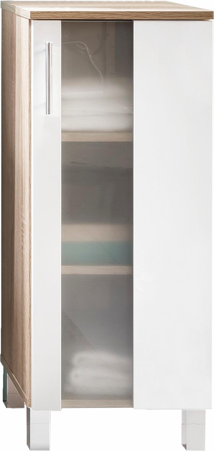 welltime Unterschrank »Padua«, Kommode in Weiß Hochglanz mit satiniertem Glas - (B/T/H) 33/31/80 cm