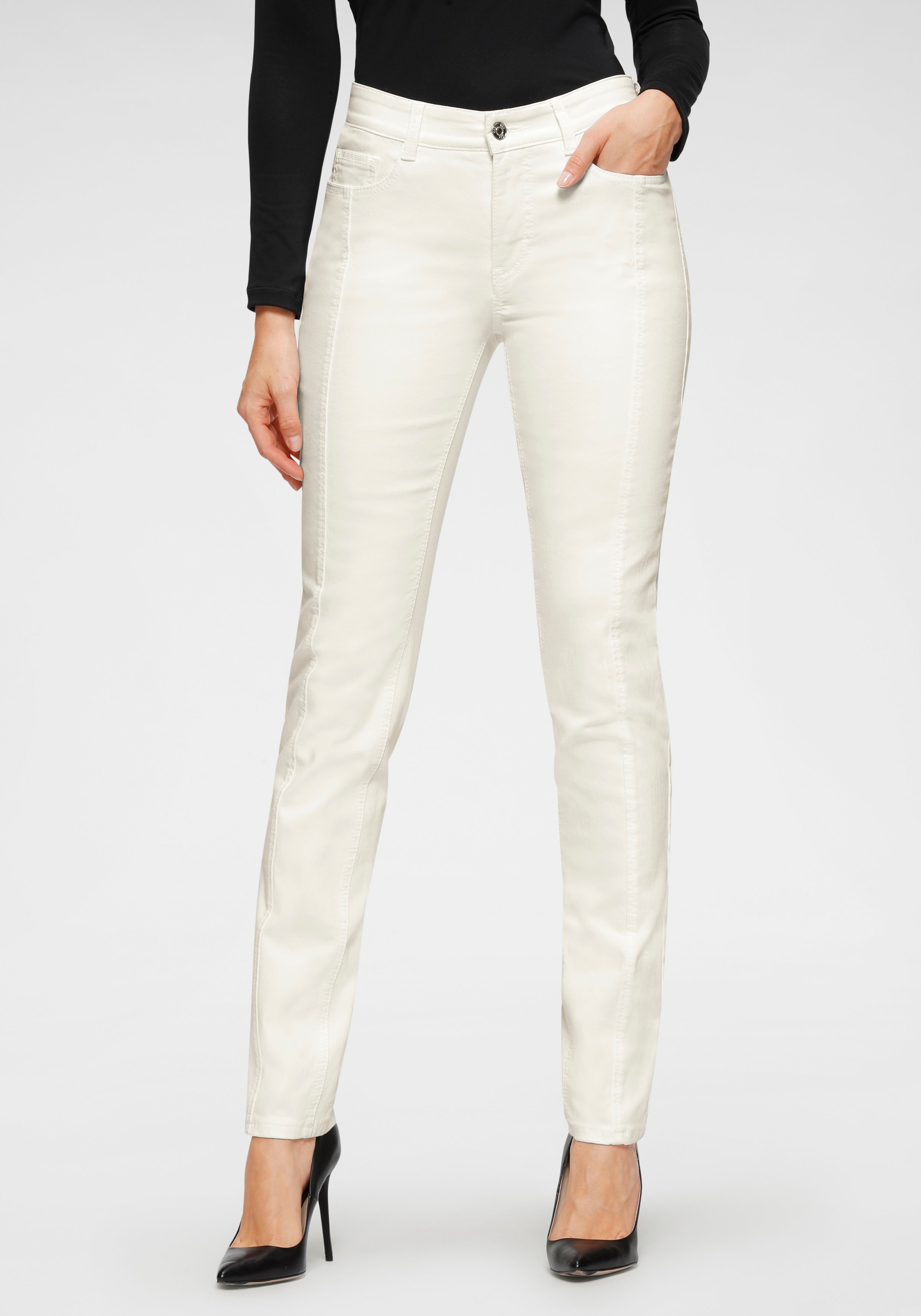 MAC Stretch-Jeans »Angela-Pipe Seam«, Moderner Schnitt durch Längsnaht auf dem vorderen Bein