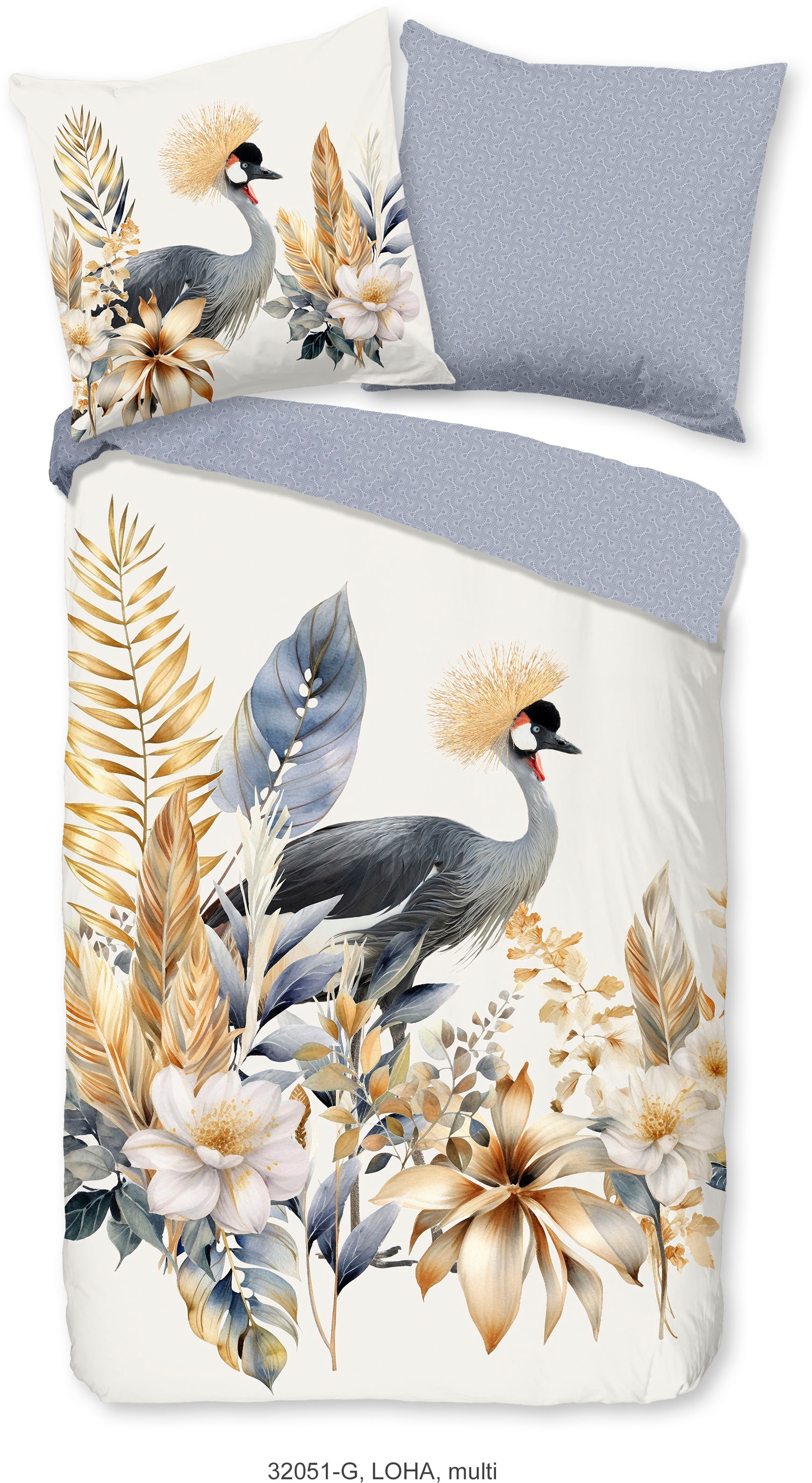 good morning Wendebettwäsche »Loha«, 100% Baumwolle, 135x200, Reißverschluss, Wendeoptik, Blau, Natur