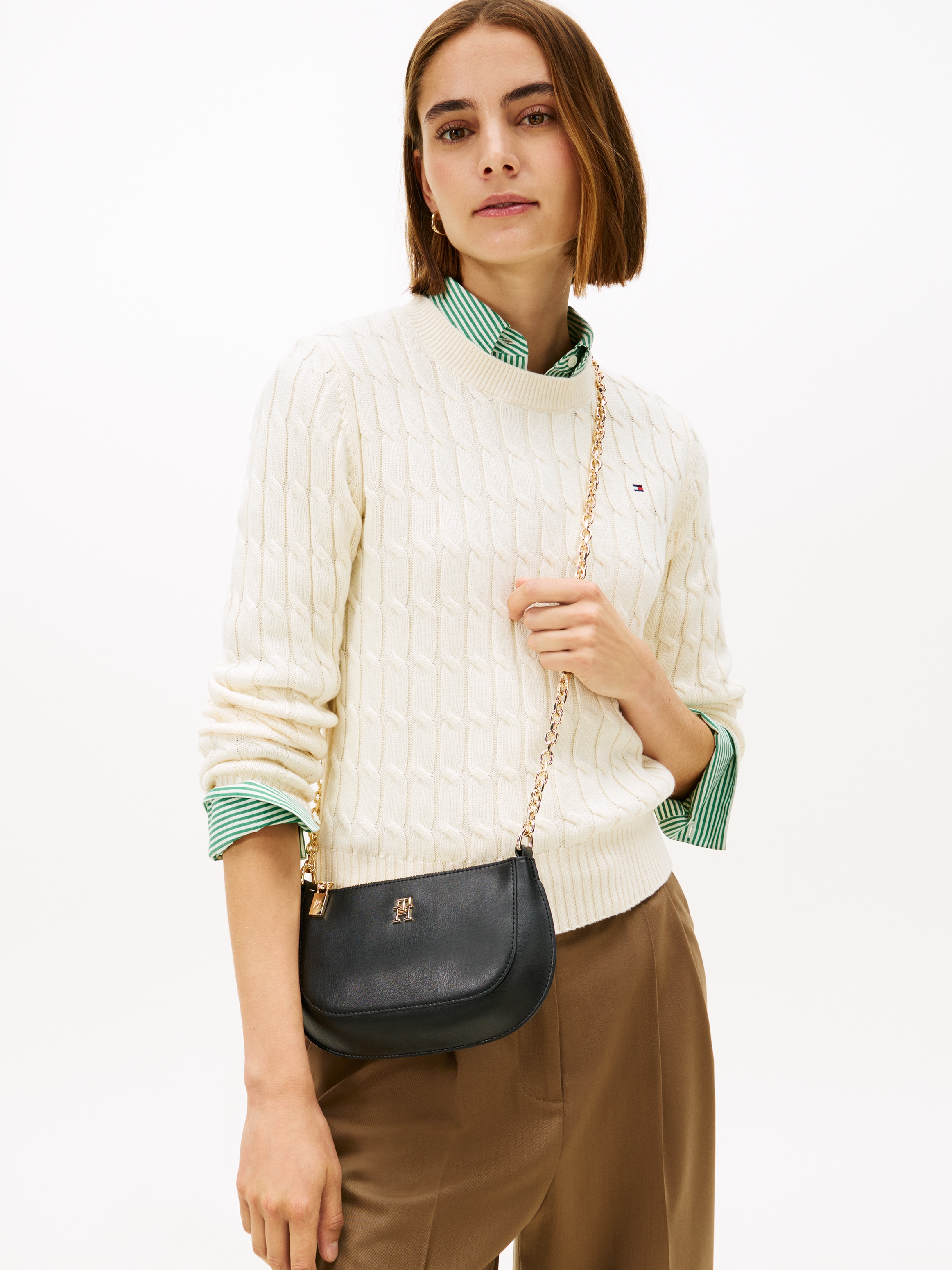 Tommy Hilfiger Umhängetasche »TH GLAM MINI CHAIN CROSSOVER« , Damen Schultertasche, Abendtasche, Zierkette als Umhängeriemen