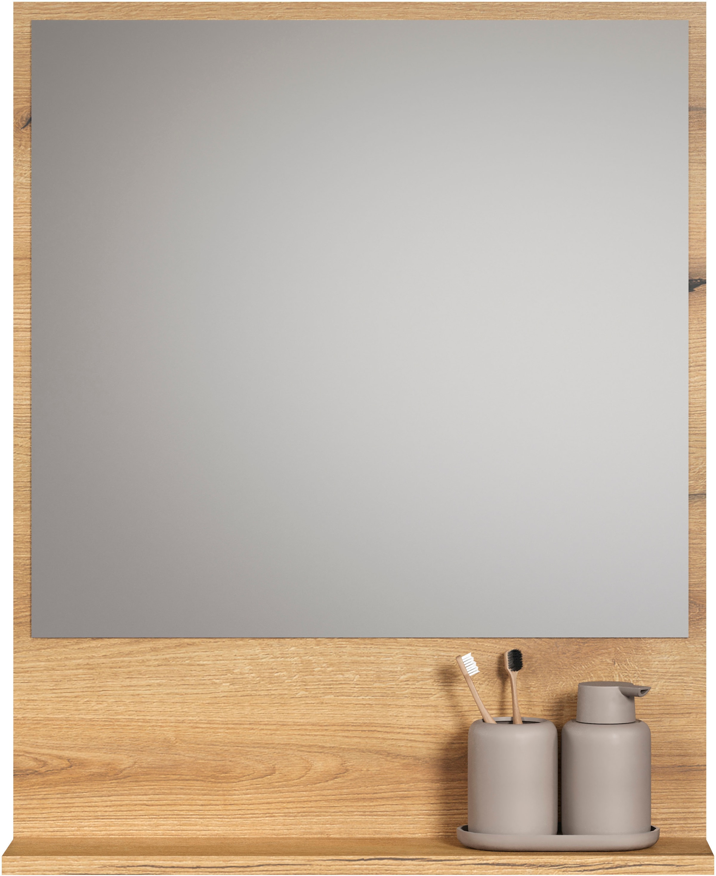 welltime Badspiegel »Amrum« Wandspiegel mit Ablage - (B/T/H) wahlweise 60 bis 80/14/74 cm