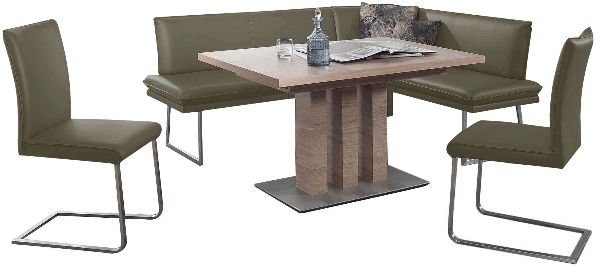 K+W Komfort & Wohnen Essgruppe »Santos III« 4 Stk. tlg. gepolsterte Eckbank und Stühle, langer Schenkel rechts oder links