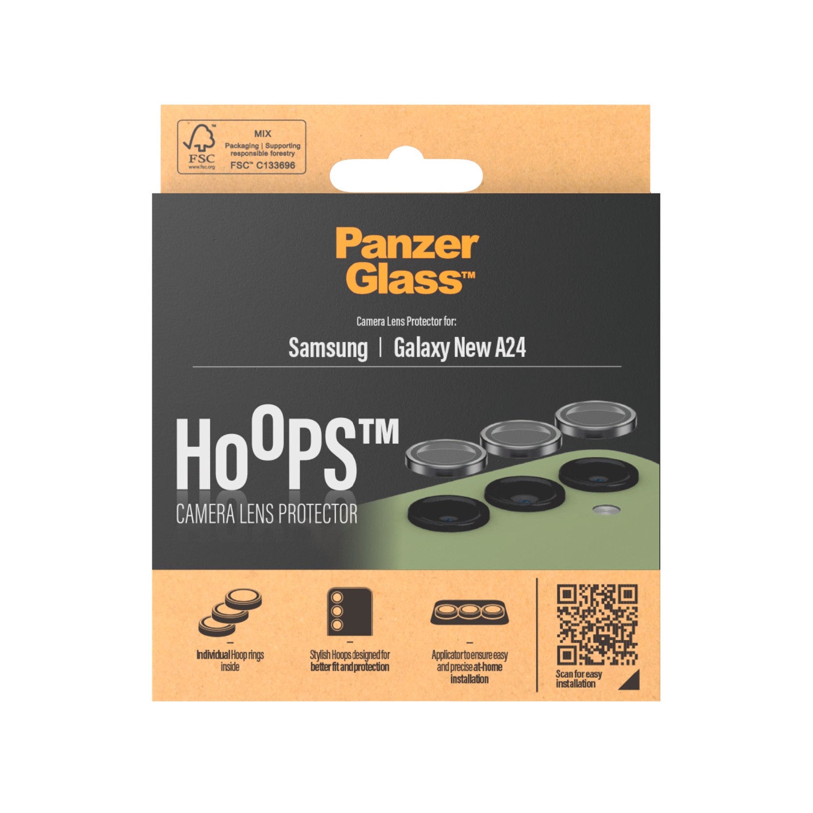 PanzerGlass Kameraschutzglas »Hoops Camera Protector für Samsung Galaxy A24 5G, Black«, für Samsung Galaxy A24 5G