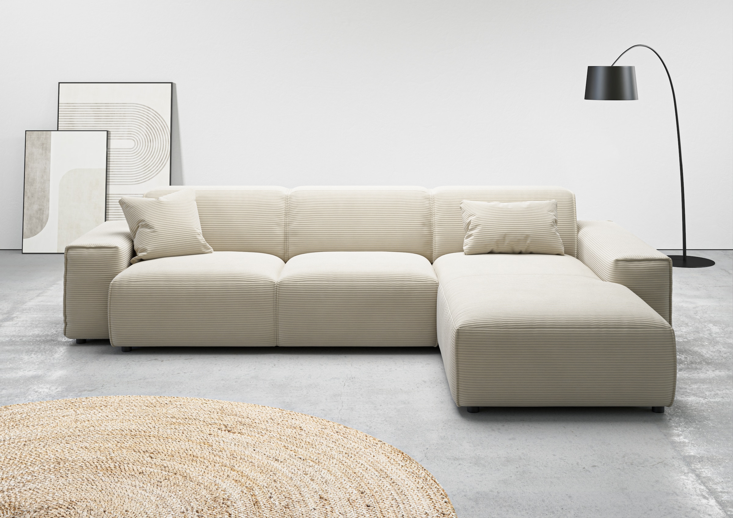 andas Ecksofa »Glimminge auch in Breitcord, Feincord, Bouclé + Easy care-Bezug«, L-Form, Breite 294, Zierkissen
