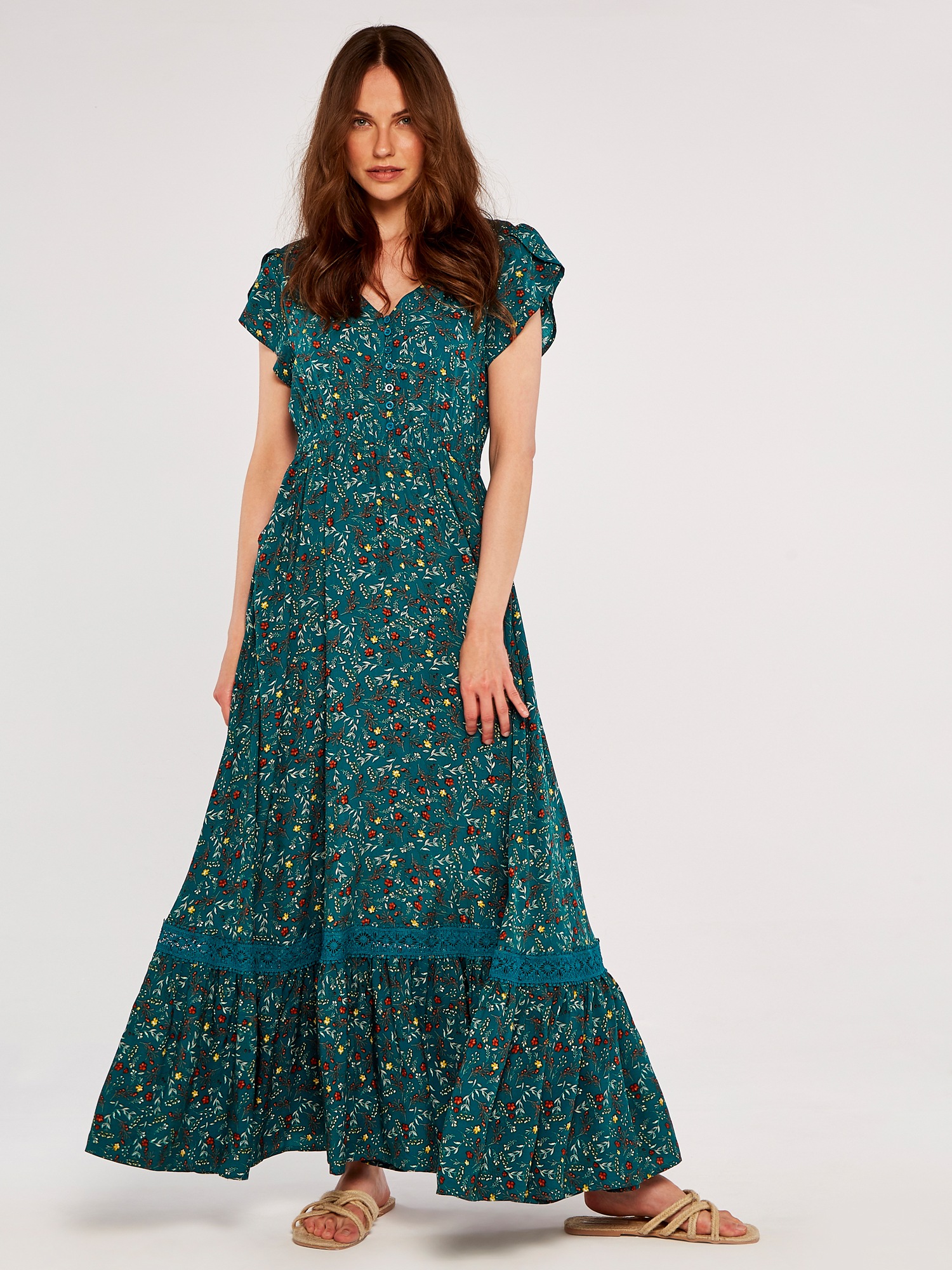 Apricot Maxikleid »Maxikleid« mit bestickter Bordüre