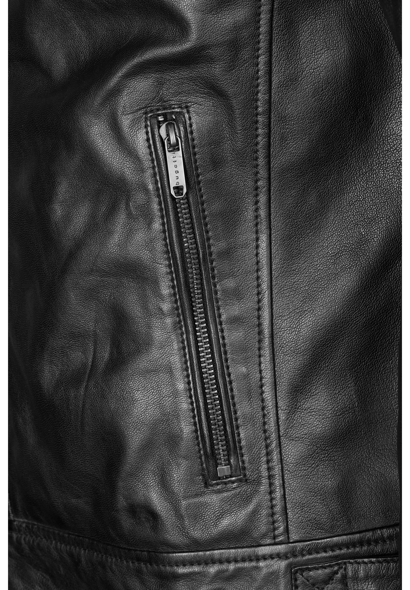 bugatti Lederjacke »BUALEXIO« ohne Kapuze mit Stehkragen