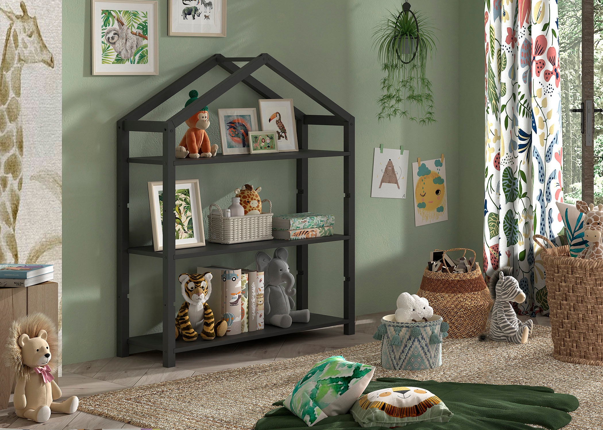 Vipack Standregal »aus massiver Kiefer, universell einsetzbar, bietet viel Stauraum« mit 3 verstellbaren Böden, stabil und standfest, 3 Farben zur  Wahl