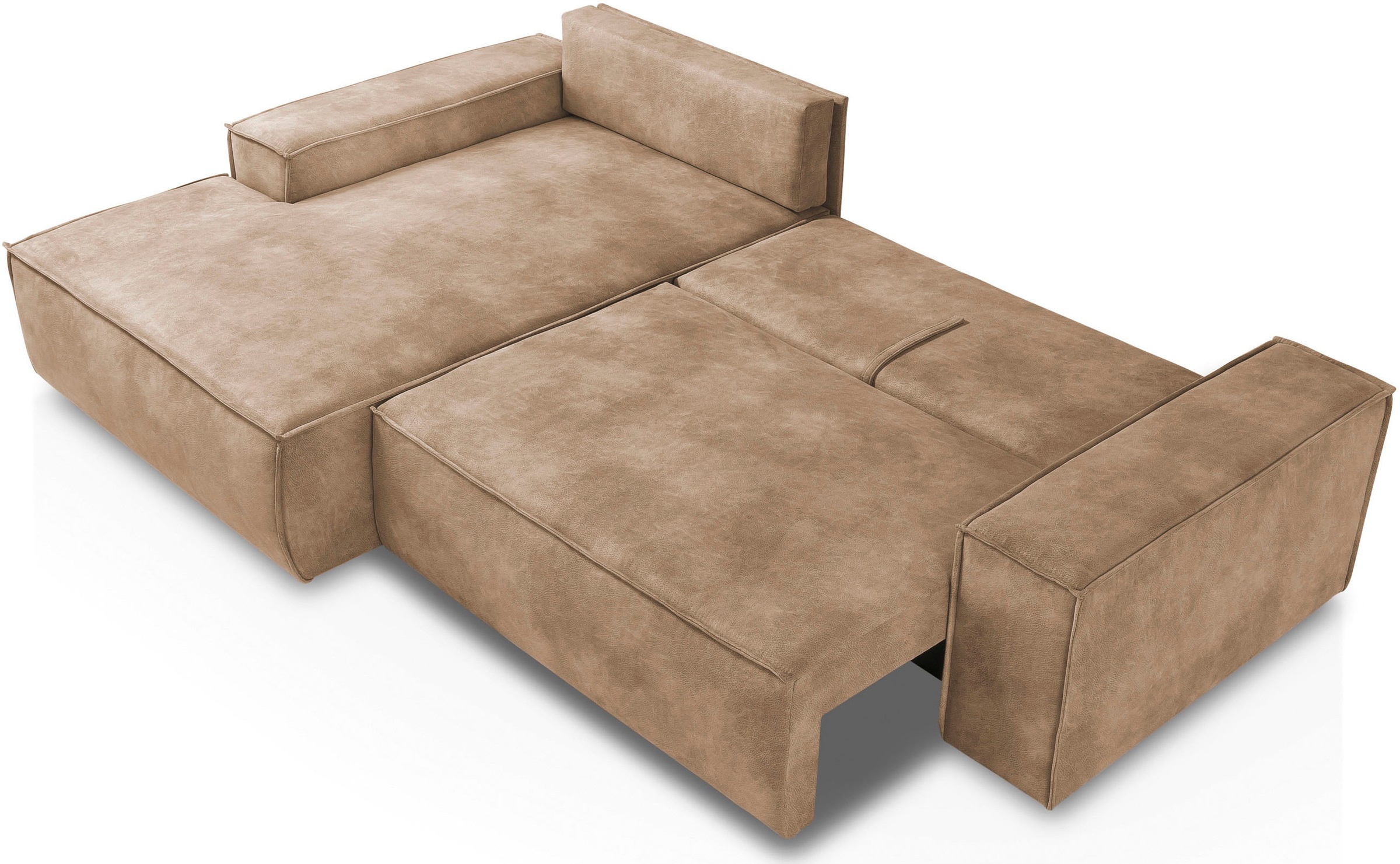 Home affaire Ecksofa SHERWOOD Schlafsofa 267 cm, L-Form, Schlaffunktion mit Bettkasten (210x136 cm), Cord, Vintage, Samtvelours