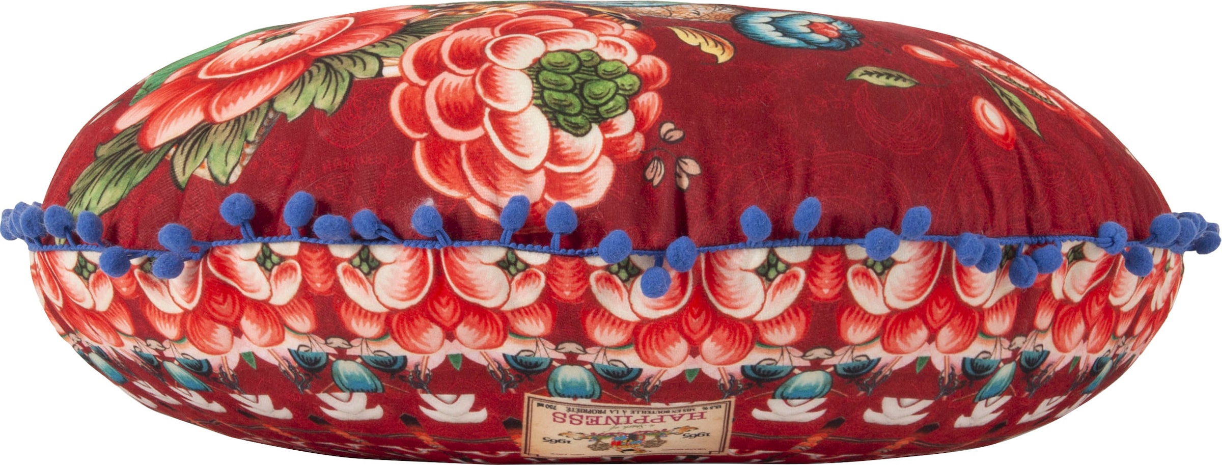 Happiness Dekokissen »Cooper«, Mit Füllung, 1 Stück, Mit Pompoms, Wendeoptik, Sehr Weich, Blumen
