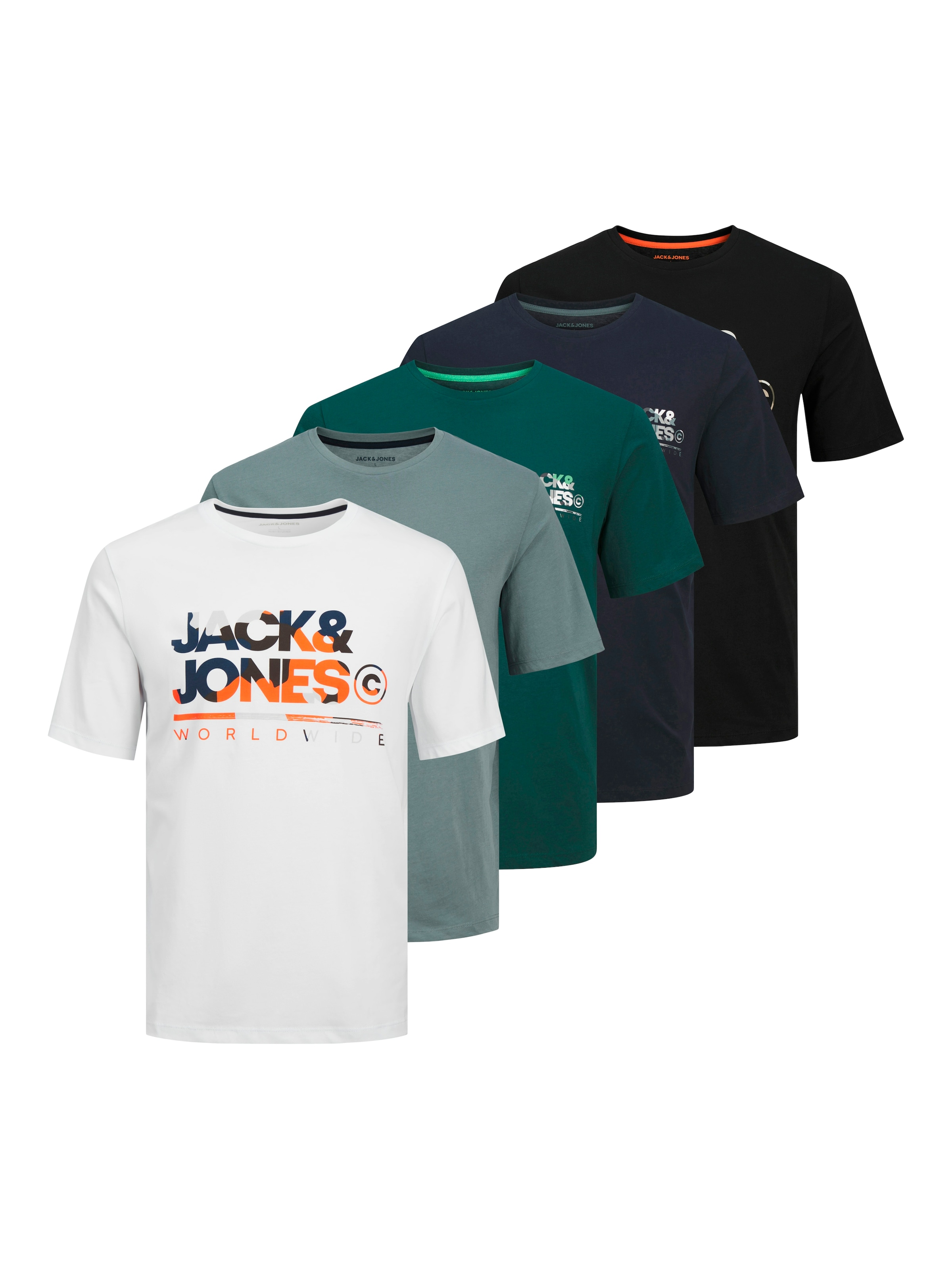 Jack & Jones Kurzarmshirt »JJLUKE TEE SS CREW NECK 5PK MP« Packung, 5 Stk.