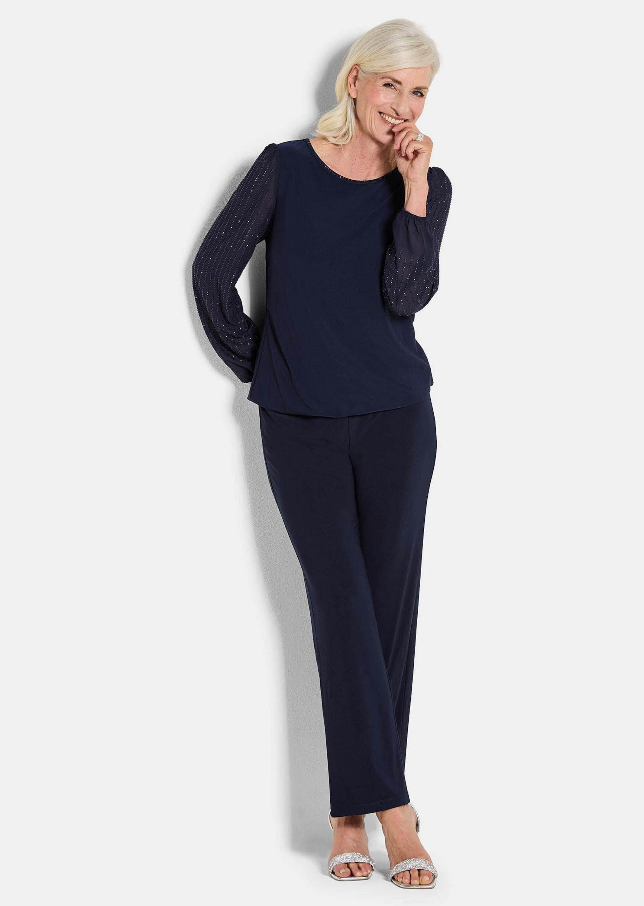 GOLDNER Langarmshirt »Shirt mit glitzernden Chiffon-Ärmeln«