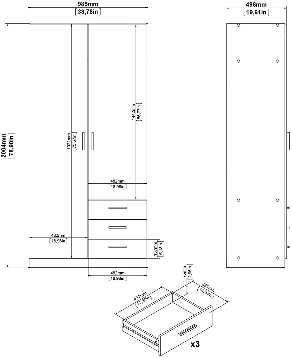 INOSIGN Kleiderschrank »Sprint Drehtürenschrank, Aufbewahrung Kasten Schrank Stauraum« Breite 98,5/147 oder 195,5 cm, je mit Einlegeböden und Kleiderstange