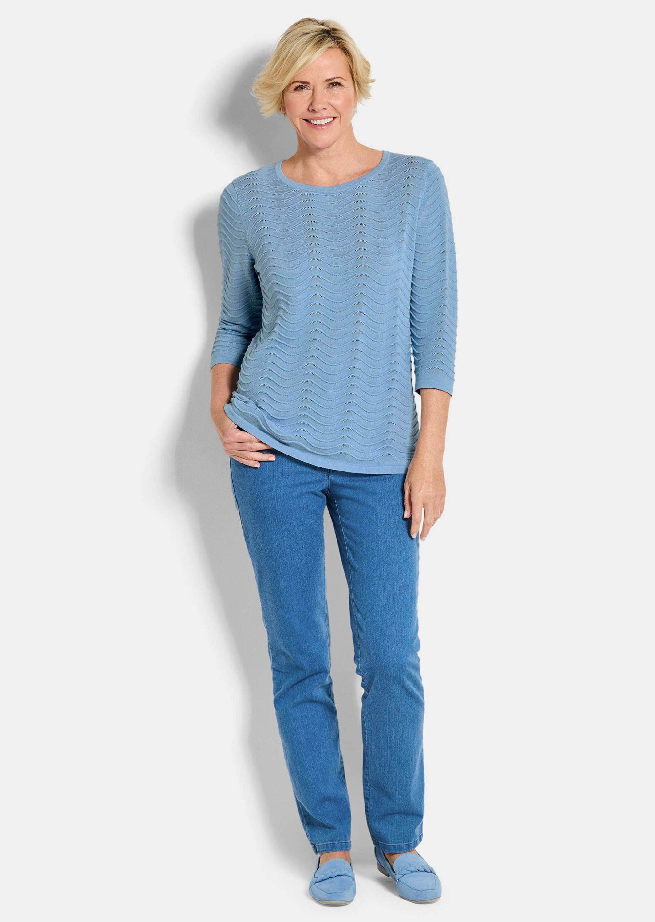 GOLDNER Rundhalspullover »Sommerpullover mit Wellenstruktur« moderner Wellenstrick