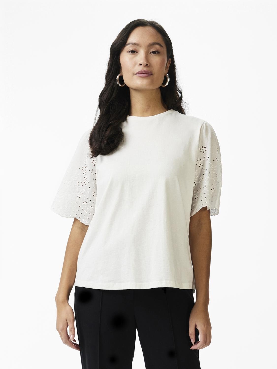 Kurzarmshirt »Shirt, Oberteil YASLEX SS TOP W. EMB SLEEVES S. NOOS«, aus reiner...