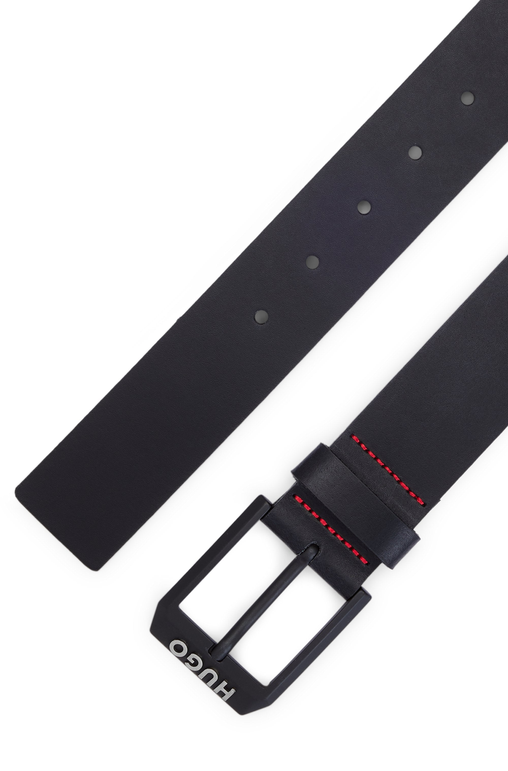 HUGO Ledergürtel »Gelio-B_Sz40«, HUGO Markenlabel, rote Ziehnaht