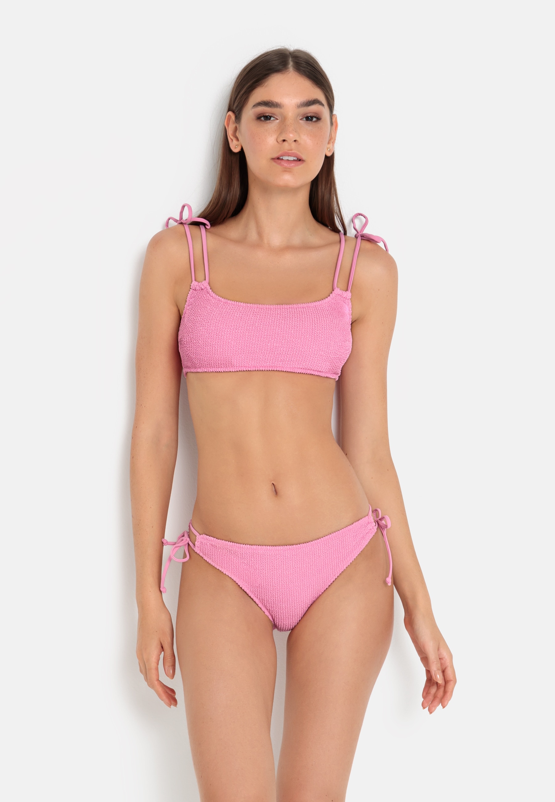 Lscn By Lascana Damen Bustier-Bikini-Top »Lou« aus trendiger Strukturware in rosa, Größe N-Gr