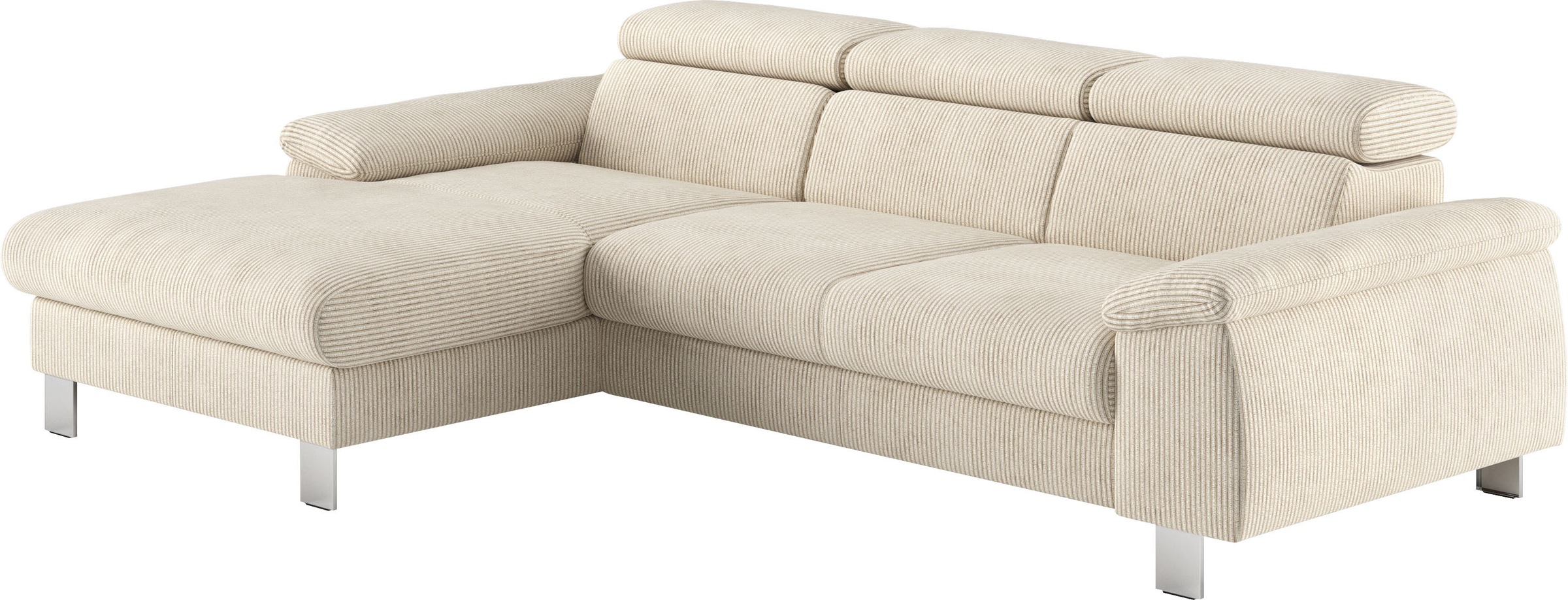 COTTA Ecksofa Komaris, Ecksofa, wahlweise mit RGB-LED-Beleuchtung und Bettfunktion/Bettkasten
