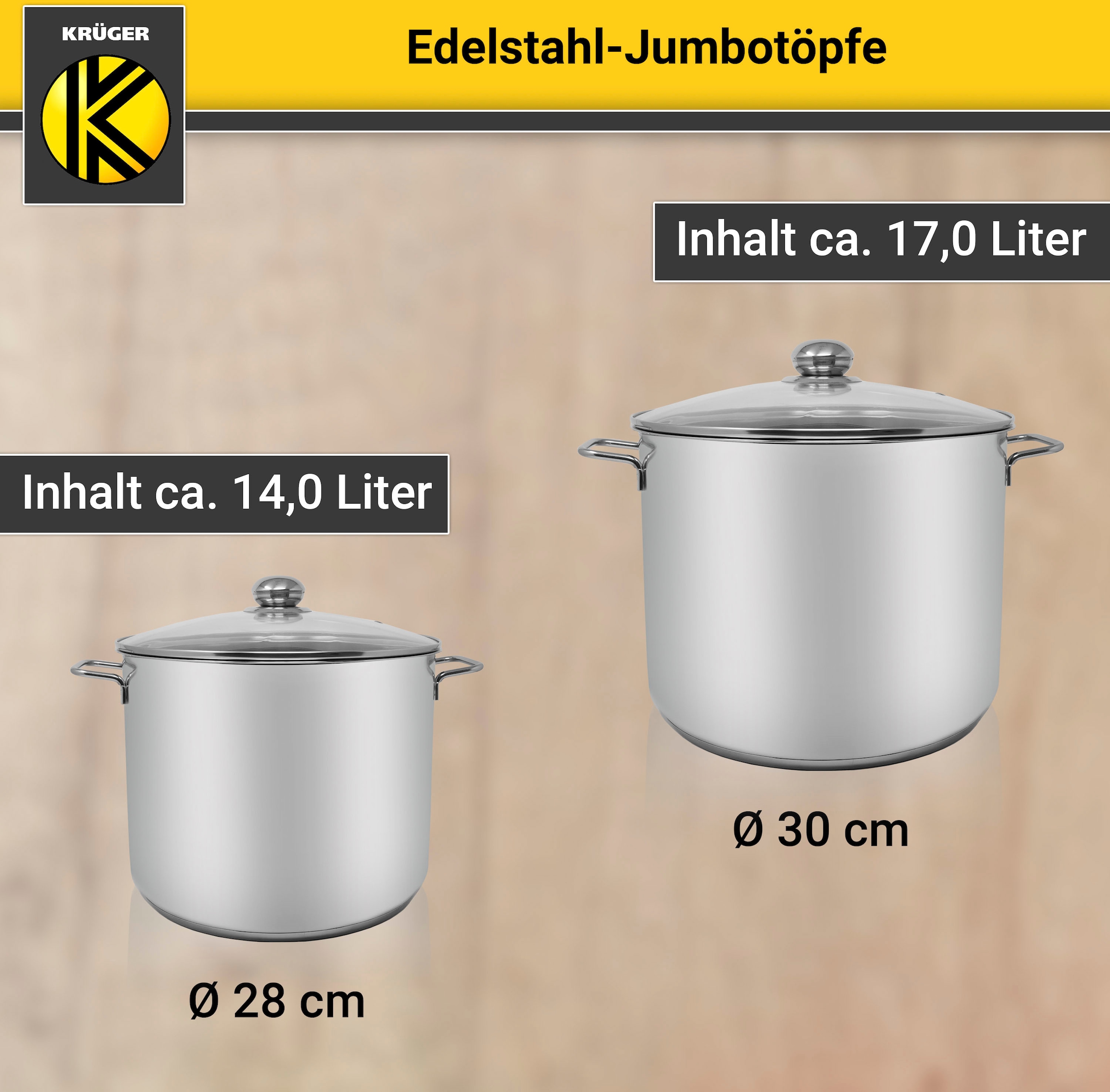 Krüger Kochtopf, Edelstahl, (1 tlg.), für Induktions-Kochfelder geeignet