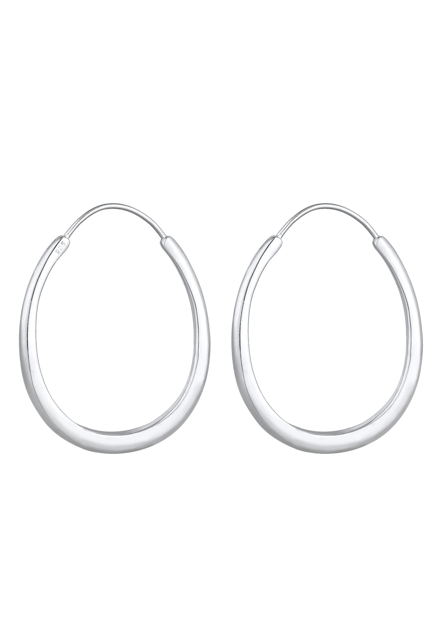 Elli Paar Creolen »Ohrringe Creolen Hänger Oval Geo Basic Trend Big 925 Silber«
