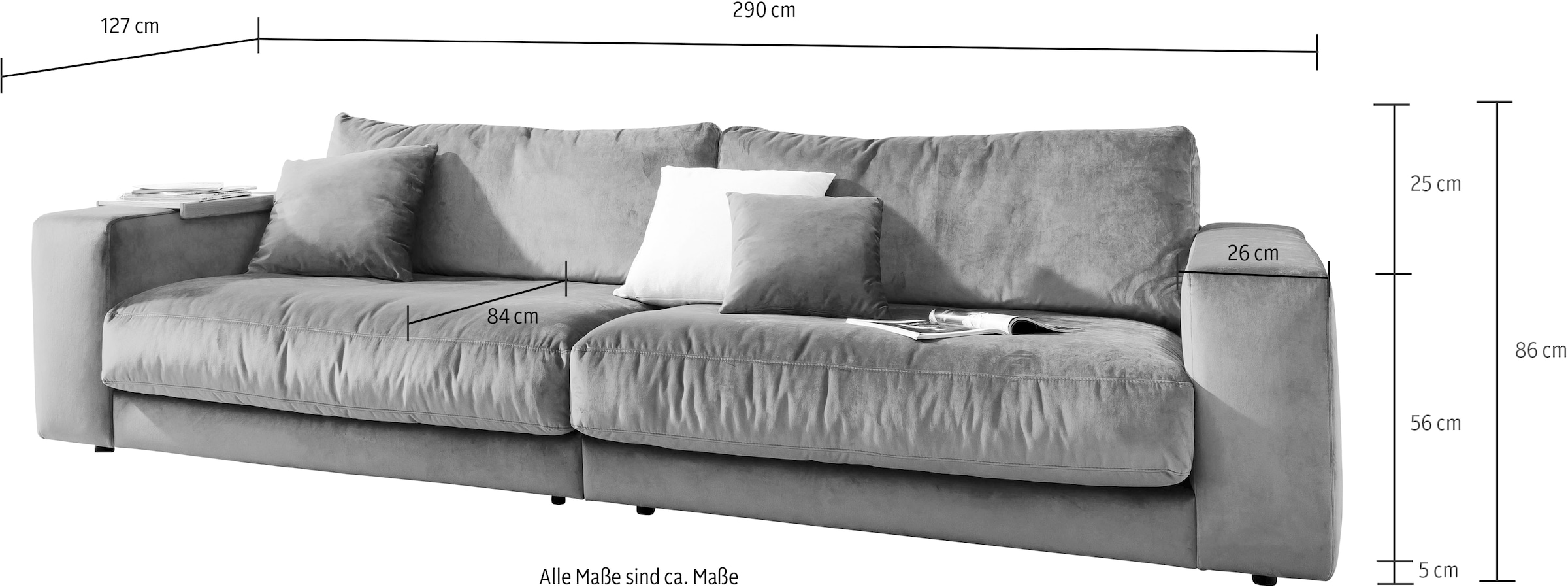 3C Candy Big-Sofa »Enisa II«, incl. 1 Flatterkissen, Wahlweise mit Flecken-Schutz-Bezug Easy care