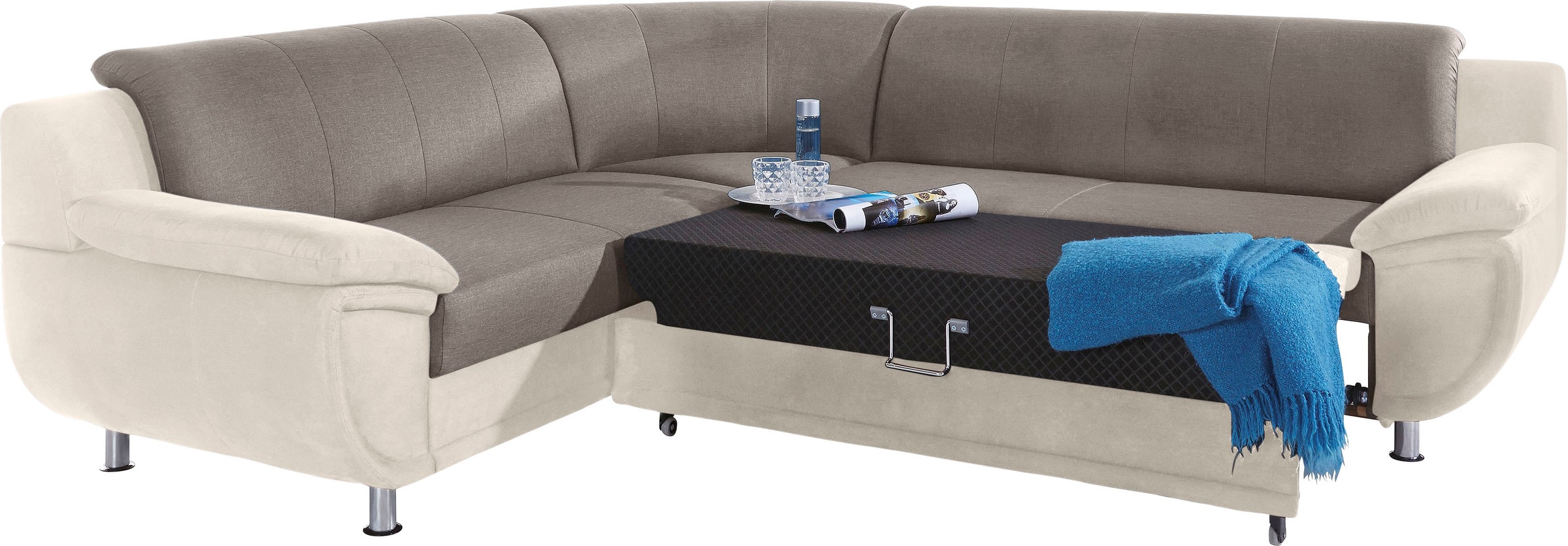 TRENDMANUFAKTUR Ecksofa »Rondo 3, zeitlos und modern, im Materialmix, L-Form«, wahlweise Federkern für hohen Sitzkomfort, wahlweise Bettfunktion