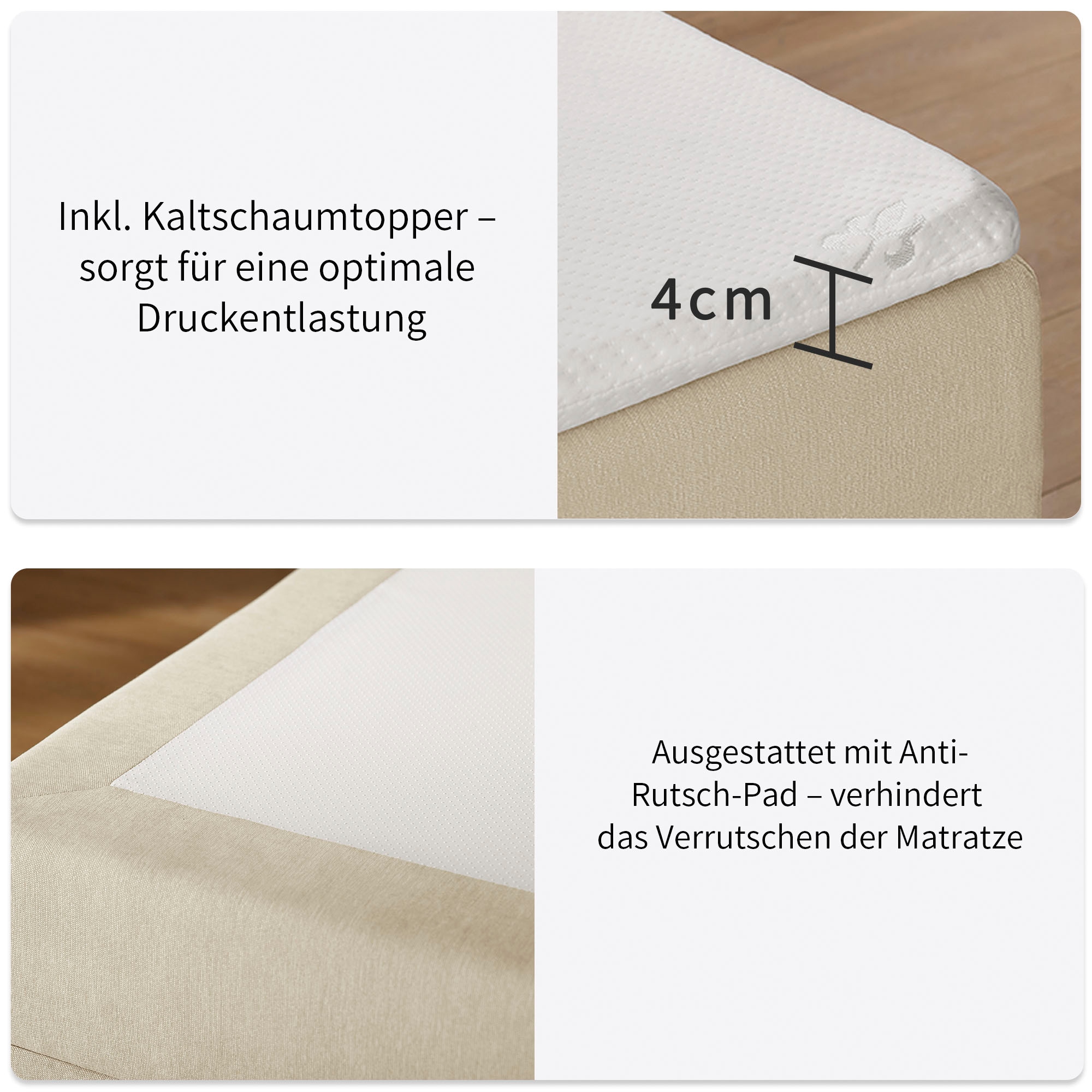 OTTO home Boxbett »Haileyy inkl. Bettkasten und Topper, Liegefläche 180x200cm« erhältlich in der Größe 180x200 cm