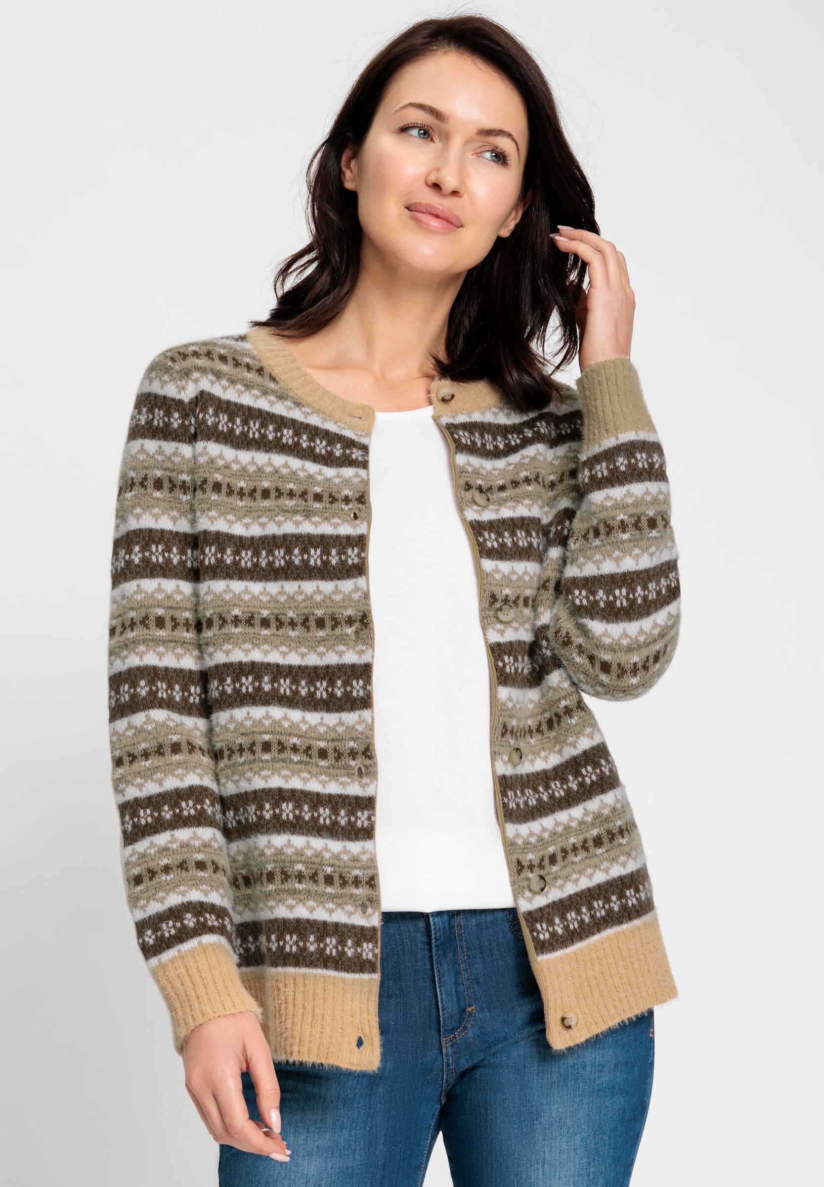 Witt Strickjacke »Jacquard-Strickjacke Jacquardstrickjacke mit Merino-Wolle«