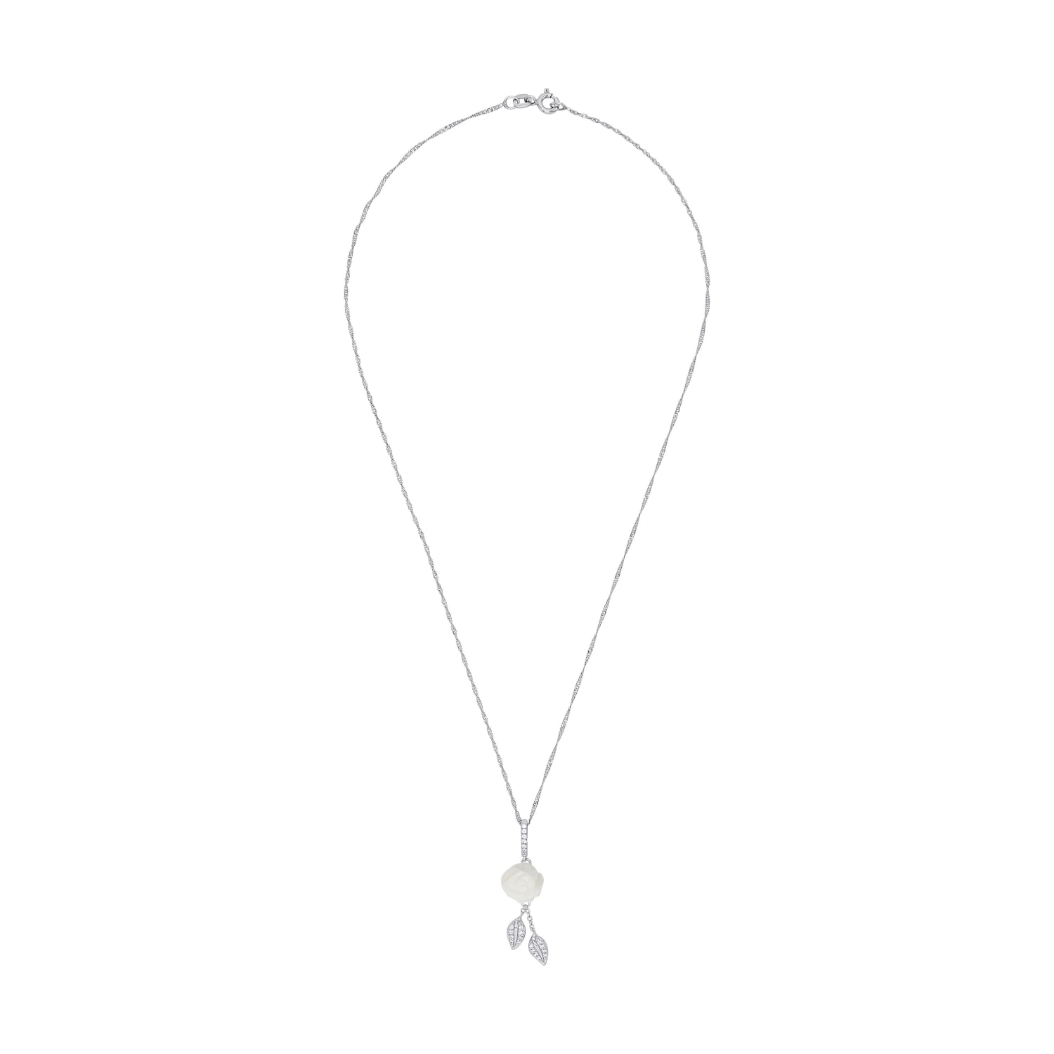 Amor Kette mit Anhänger »Rosenblüte/Blätter« mit Zirkonia (synth.) - mit Perlmutt