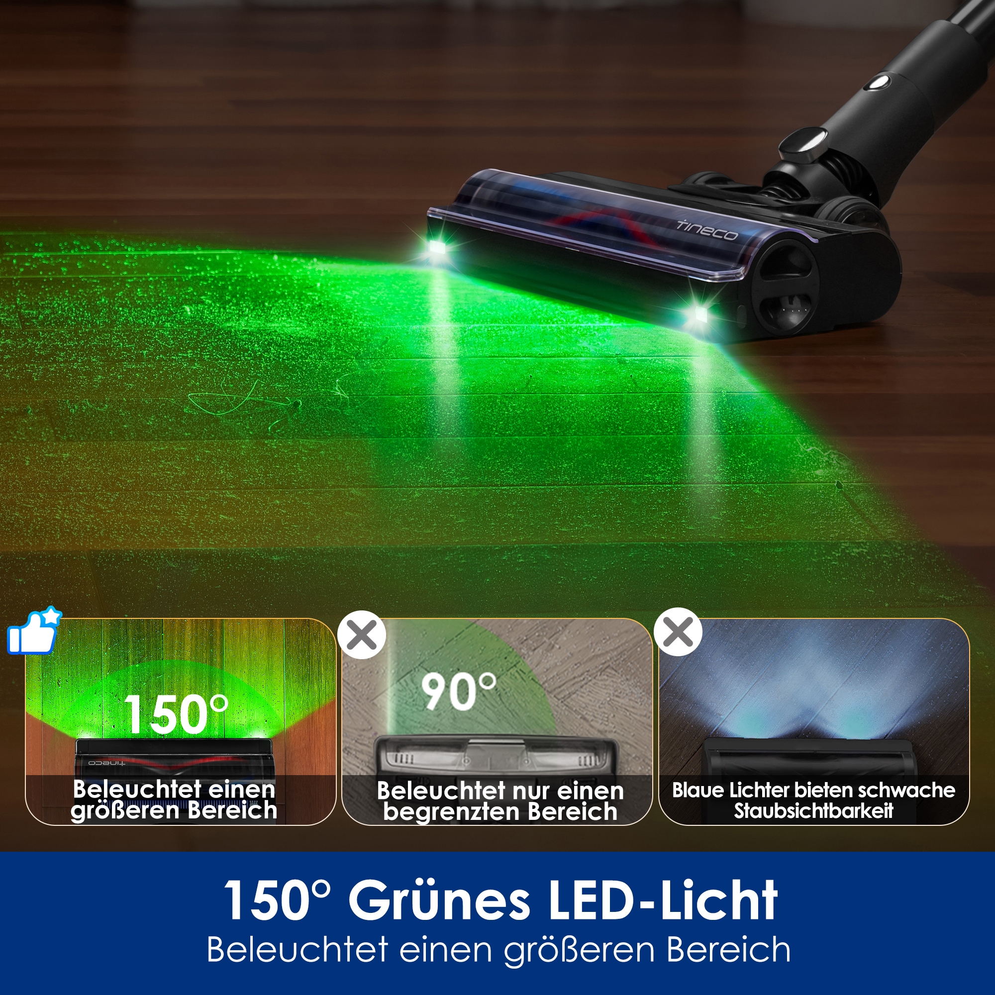 Tineco Akku-Stielstaubsauger »Tineco PURE ONE A90S, Anti-Allergiker Filtersystem, Saugrohr knickbar« ZeroTangle Anti-Haar-Verwicklungsbürste, 3DSense Master-Bürste